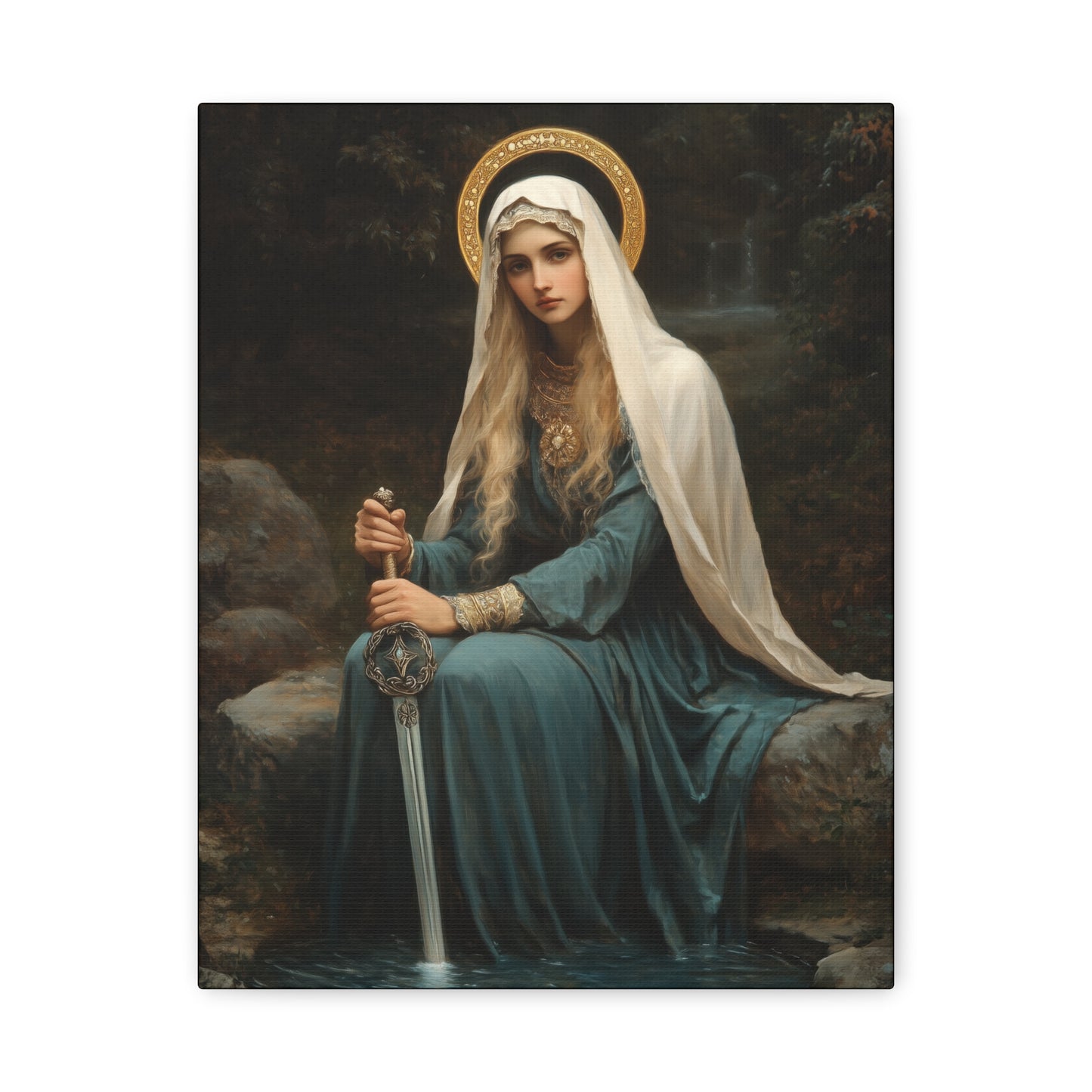 Saint Winifred - Museum Wrapped Canvas - Print - Religious Art for your Home - Christian print - Prayer Room Art - Catholic