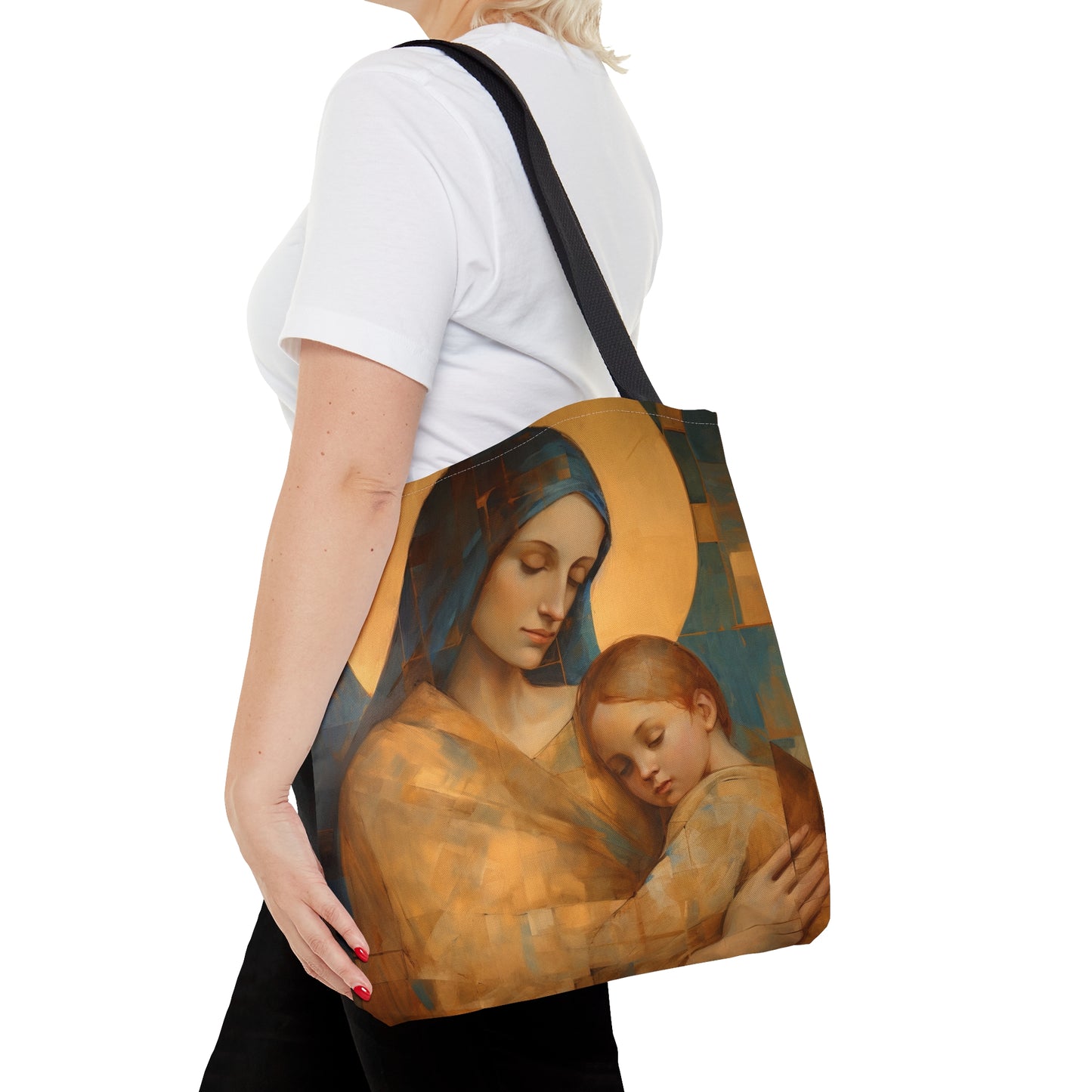 Heavenly Connection - Mary and the Divine Son Tote Bag - Large Medium Small Faith Art Bag - Re usable Tote Purse - Catholic Art Bag