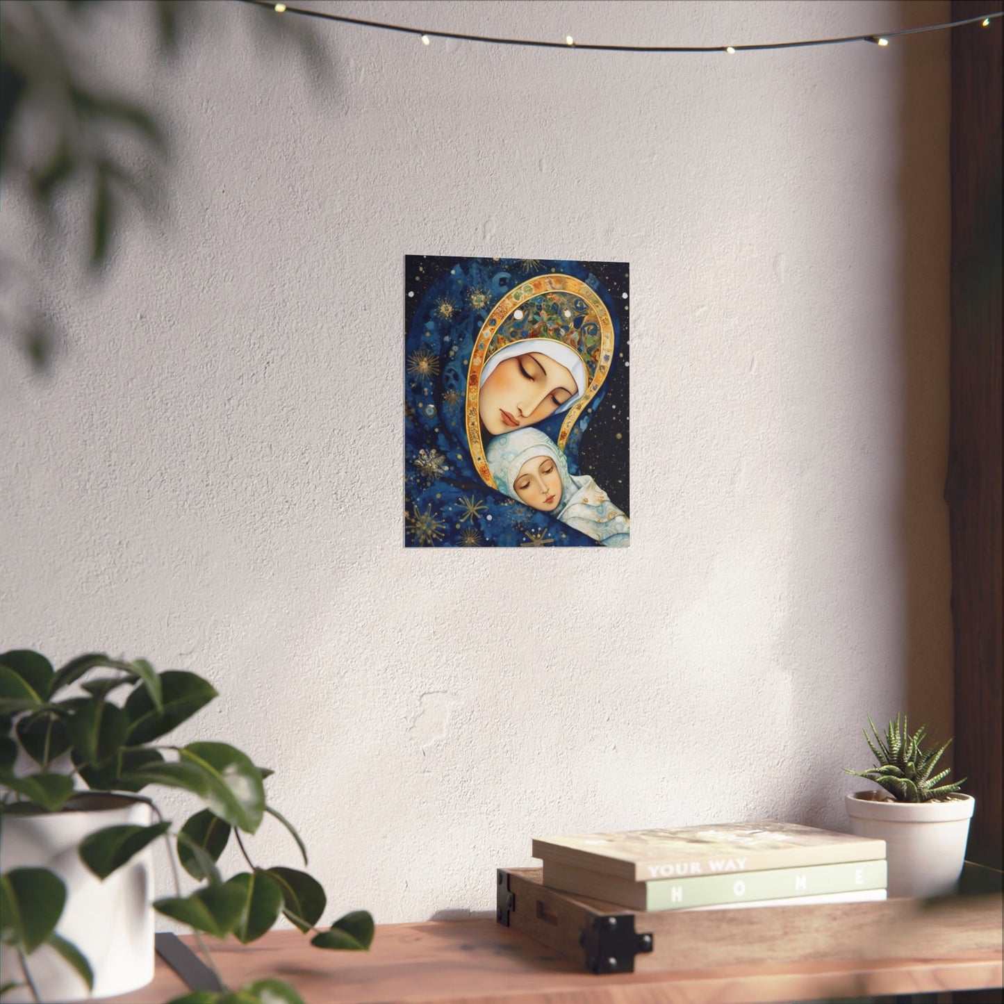 Snowfall's Embrace - Our Lady of the Snows Poster Print - Sanctified Souls Print - Multiple Sizes - Premium Posters - Catholic Art