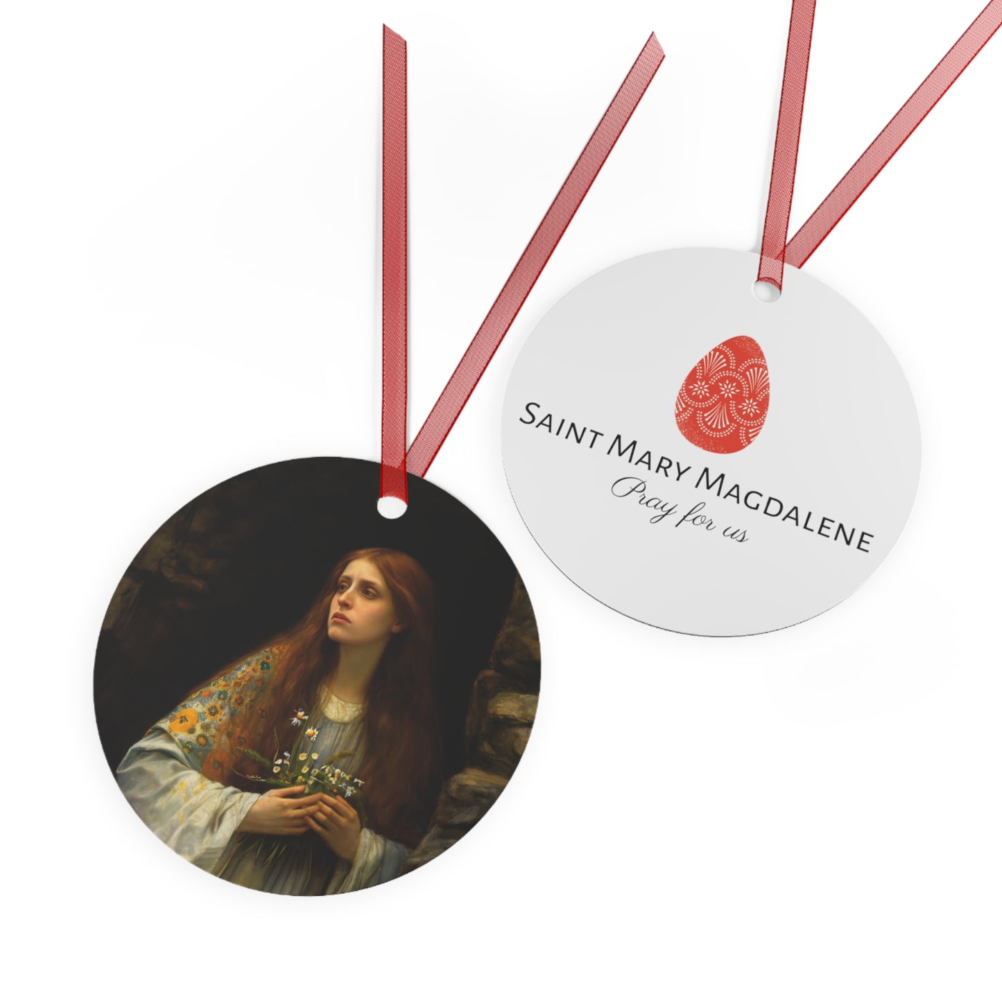 Saint Mary Magdalene : Witness to Resurrection Metal Ornament - Religious Holiday Christmas Ornament and Keepsake - Prayer Ornament