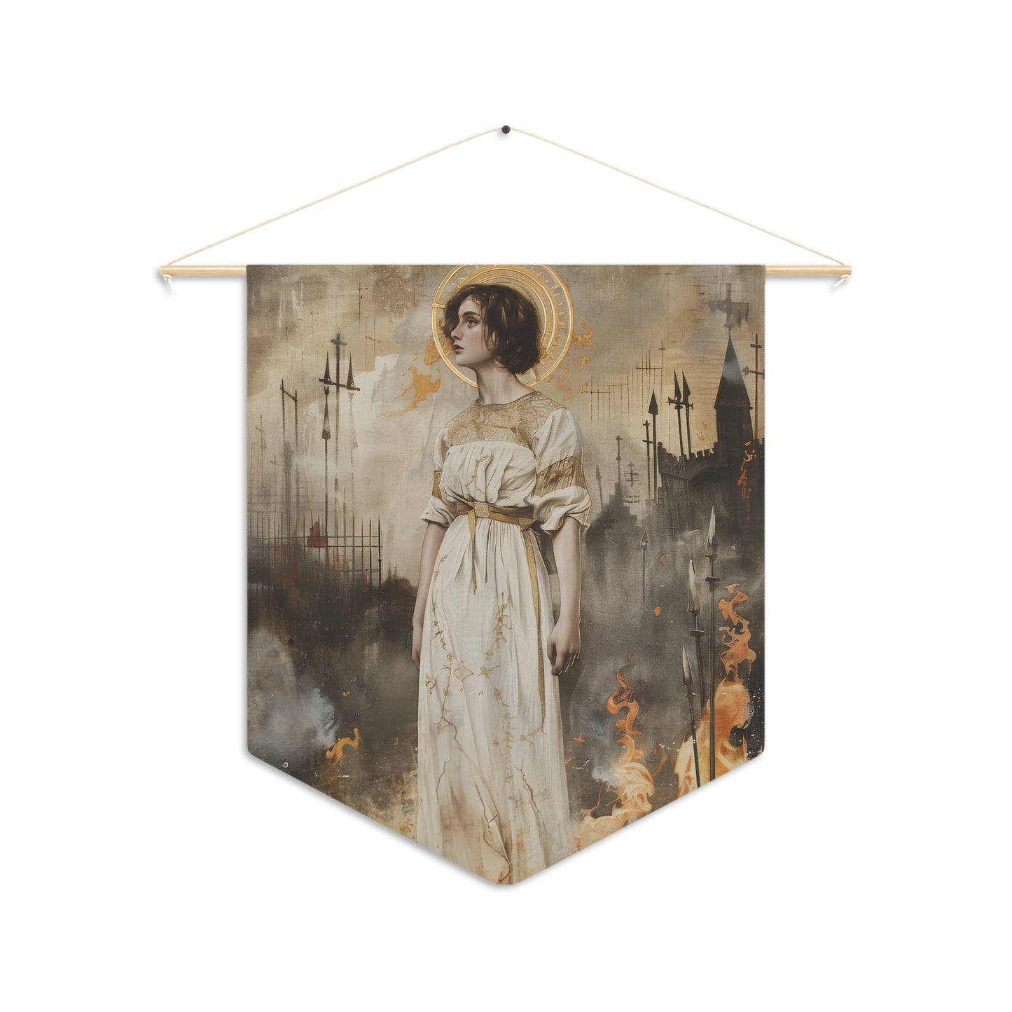 Saint Joan of Arc Wall Banner / Wall Hanging - Prayer room art - Catholic Home Art - Large Saint Art - 18" x 21"