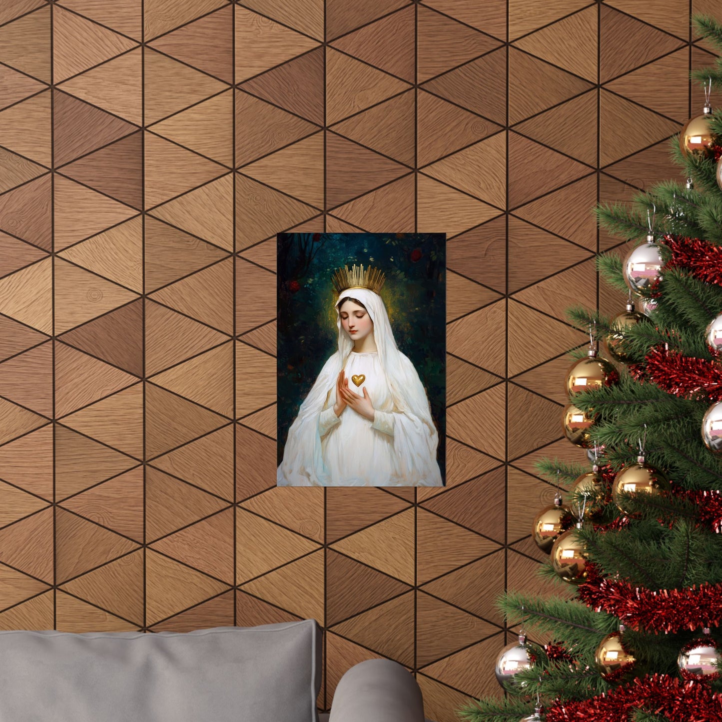 Our Lady of Beauraing - Our Lady of the Golden Heart - Marian Art - Sanctified Souls Print - Multiple Sizes - Premium Vertical Posters
