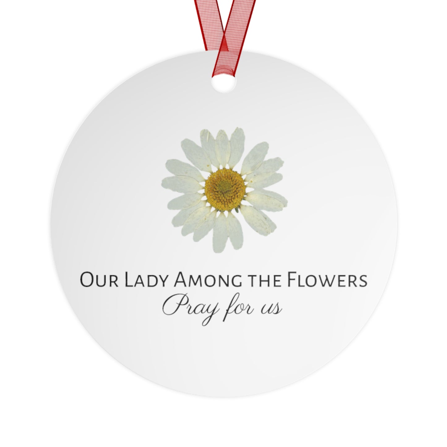 Our Lady Among the Flowers Metal Ornament - Religious Holiday Christmas Ornament and Keepsake - Prayer Ornament - Catholic Gift