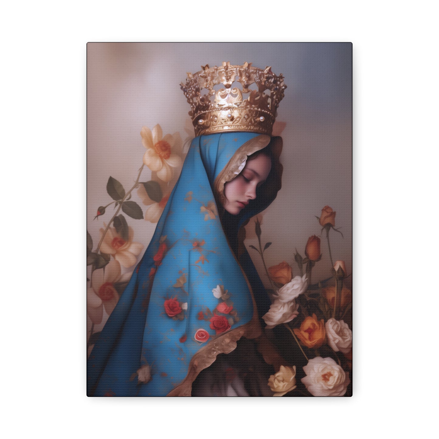 Our Lady of the Roses - Gallery Wrapped Canvas - Print - Religious Art for your Home - Catholic Art