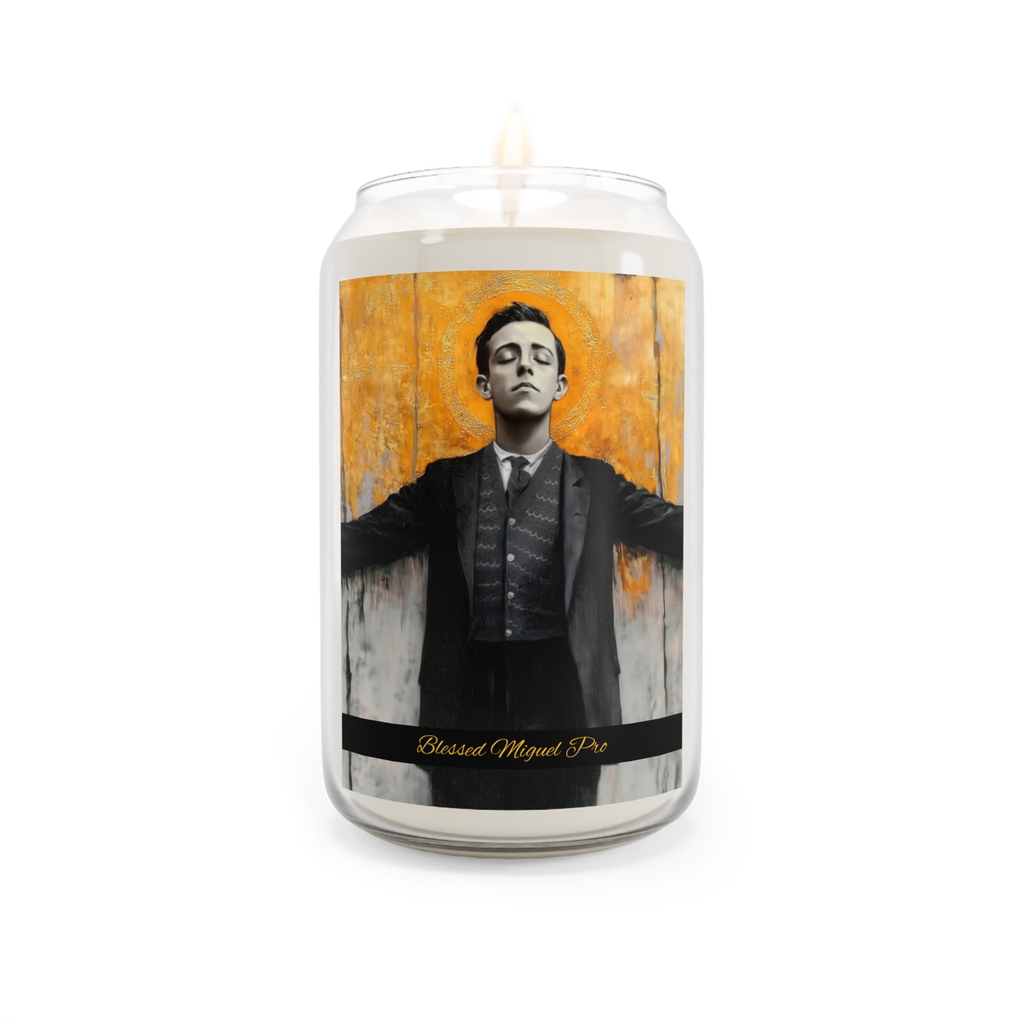 Blessed Miguel Pro - Scented Prayer Candle, 13.75oz - Tall Size - Religious Prayer Candle - Catholic Saint Art
