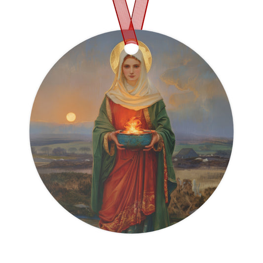 Saint Brigid of Ireland / Kildare Metal Ornament - Religious Holiday Christmas Keepsake - Religious Catholic Tree Ornament - Christmas Gift