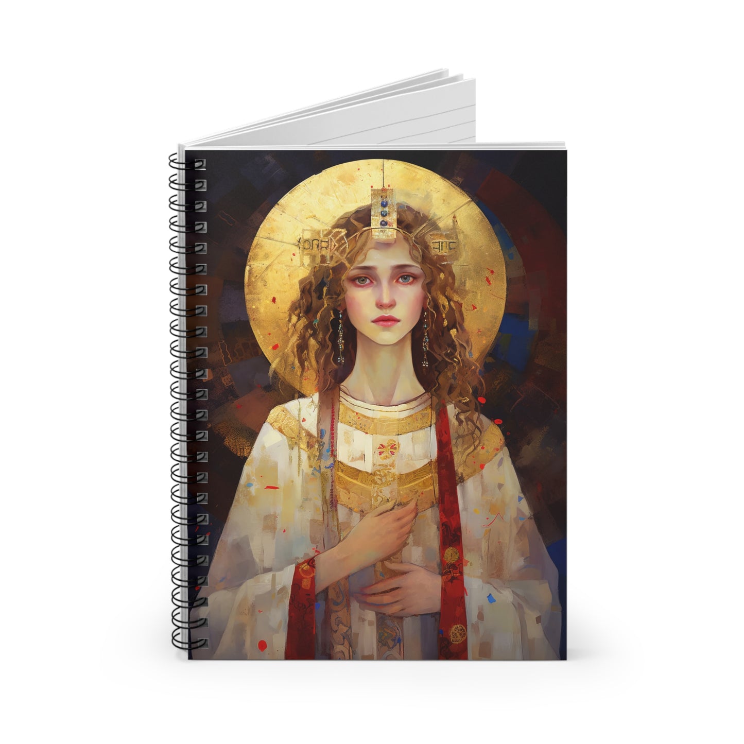Saint Ursula Journal - Sanctified Souls Art - Religious Based Notebook - Spiral Notebook - Ruled Line