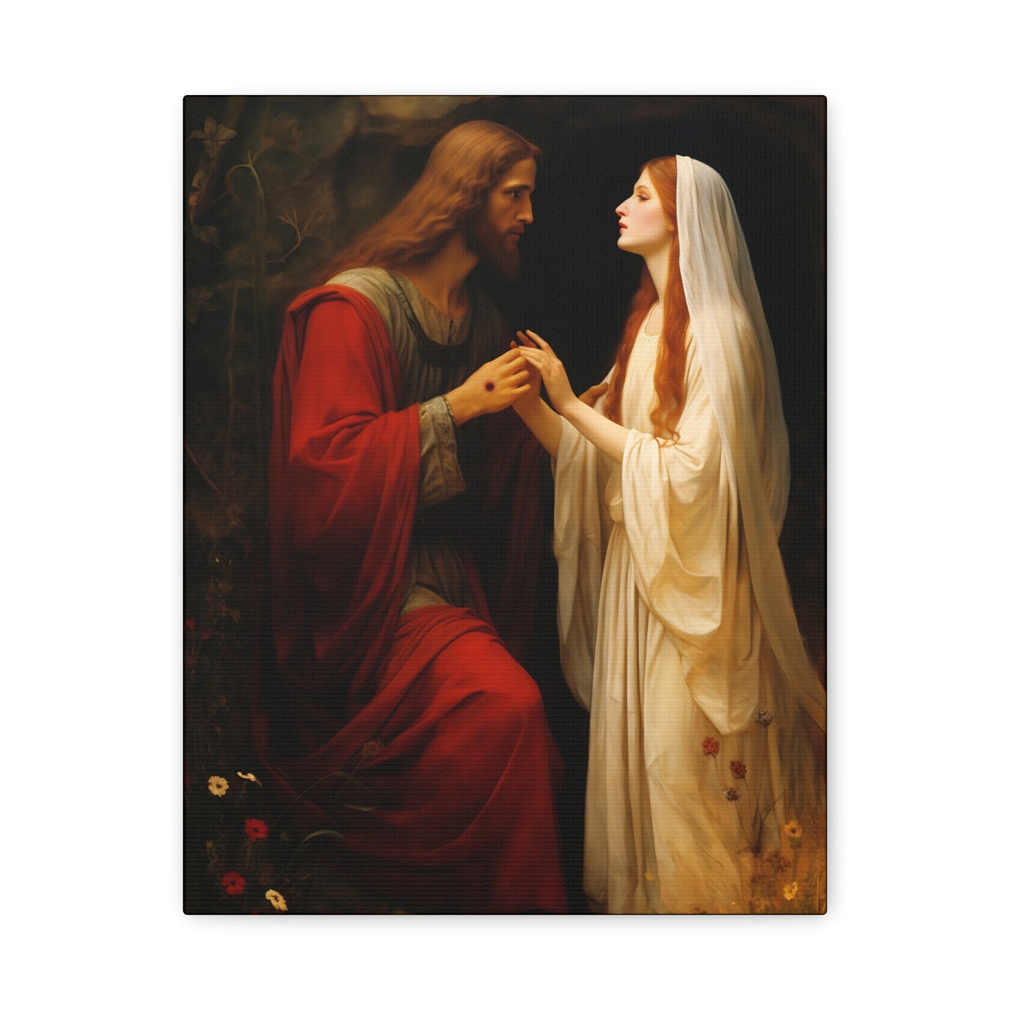 Revelation of Redemption Mary Magdalene and the Risen Christ - Gallery Wrapped Canvas - Sanctified Souls Print - Religious Art for your Home