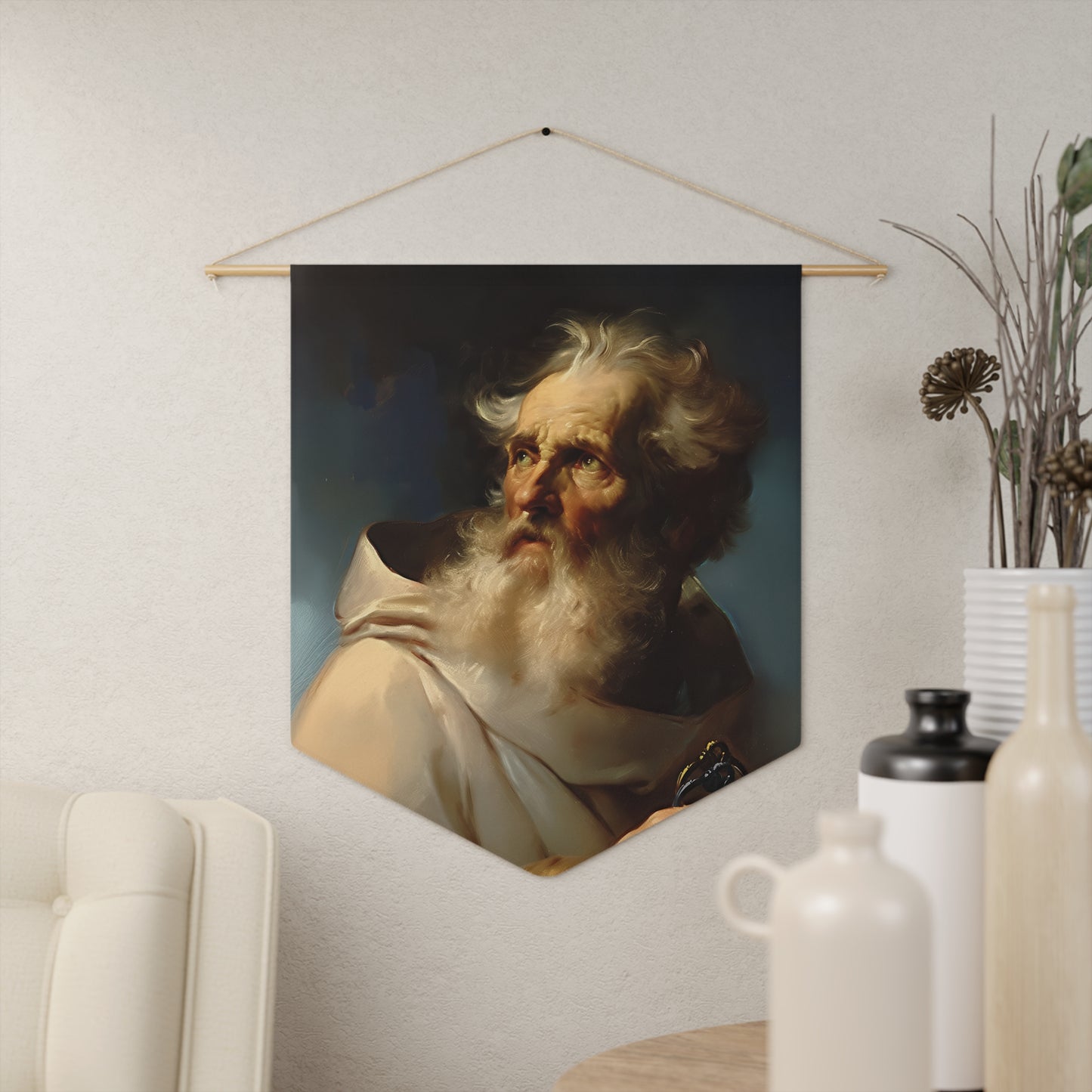 Saint Peter the Apostle - Apostle Pennant / Banner / Wall Hanging - Prayer room art - 18" x 21" - Catholic prayer Religious - Large Print