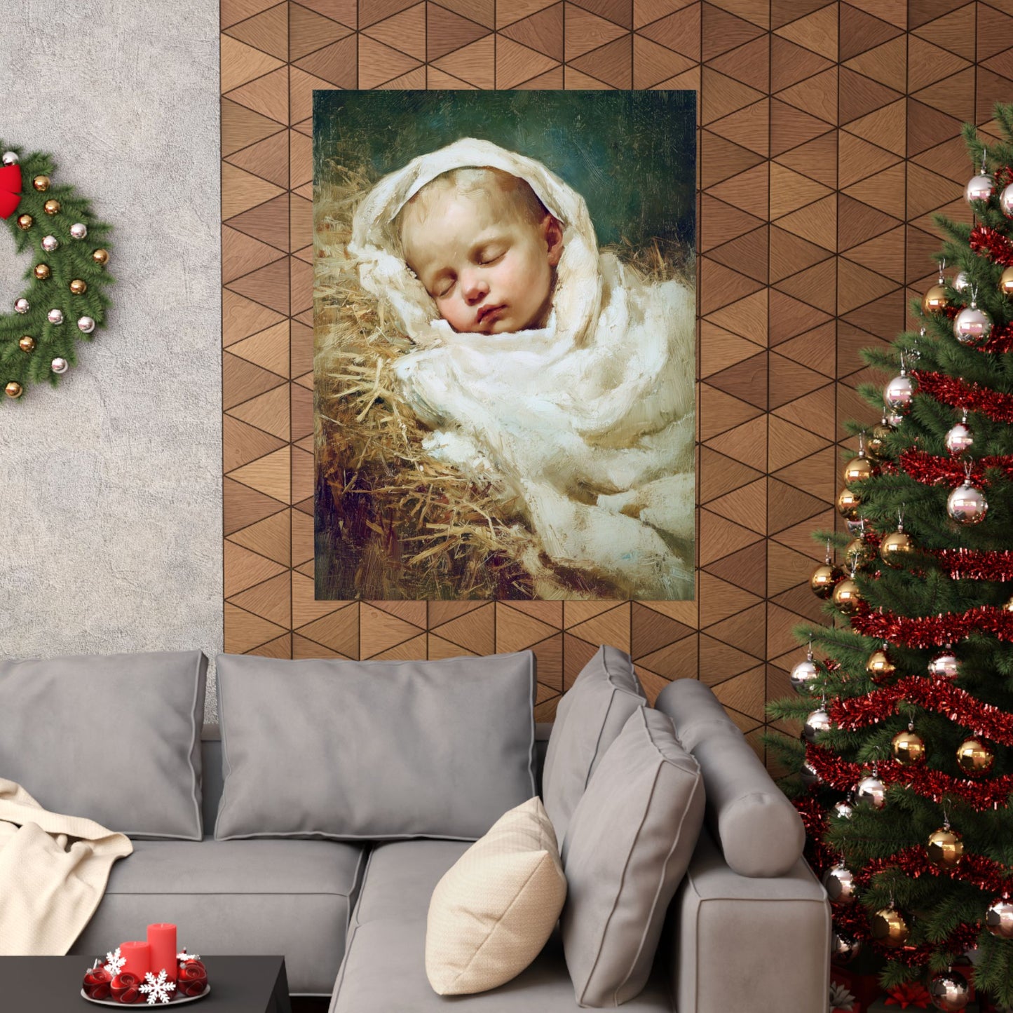 The Christ Child Resting in the Silence of the Manger - Sanctified Souls Print - Multiple Sizes - Premium Matte Vertical Posters