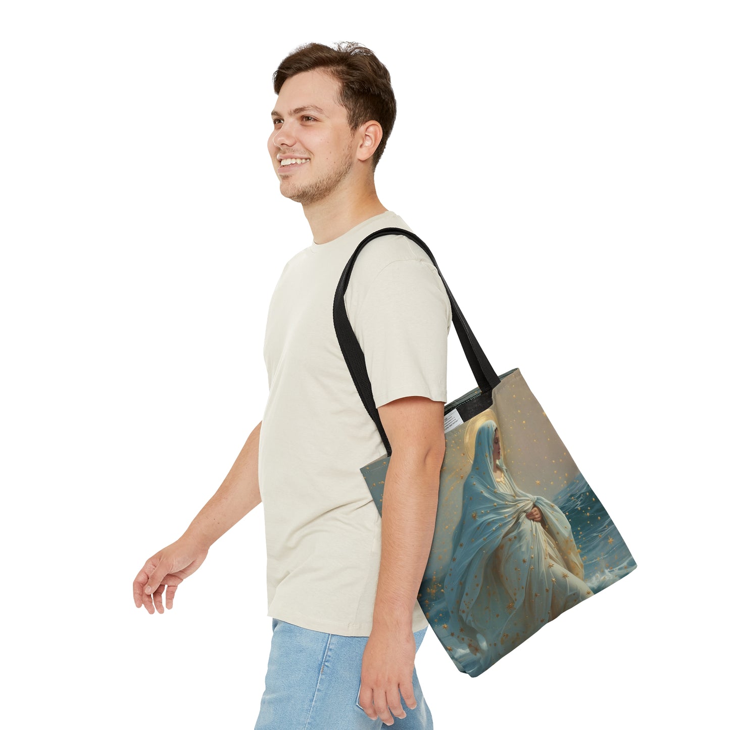 Guiding Light - Our Lady, Star of the Sea Tote Bag - Large Medium Small Faith Art Bag - Re usable Tote Purse - Double Sided - Catholic Art