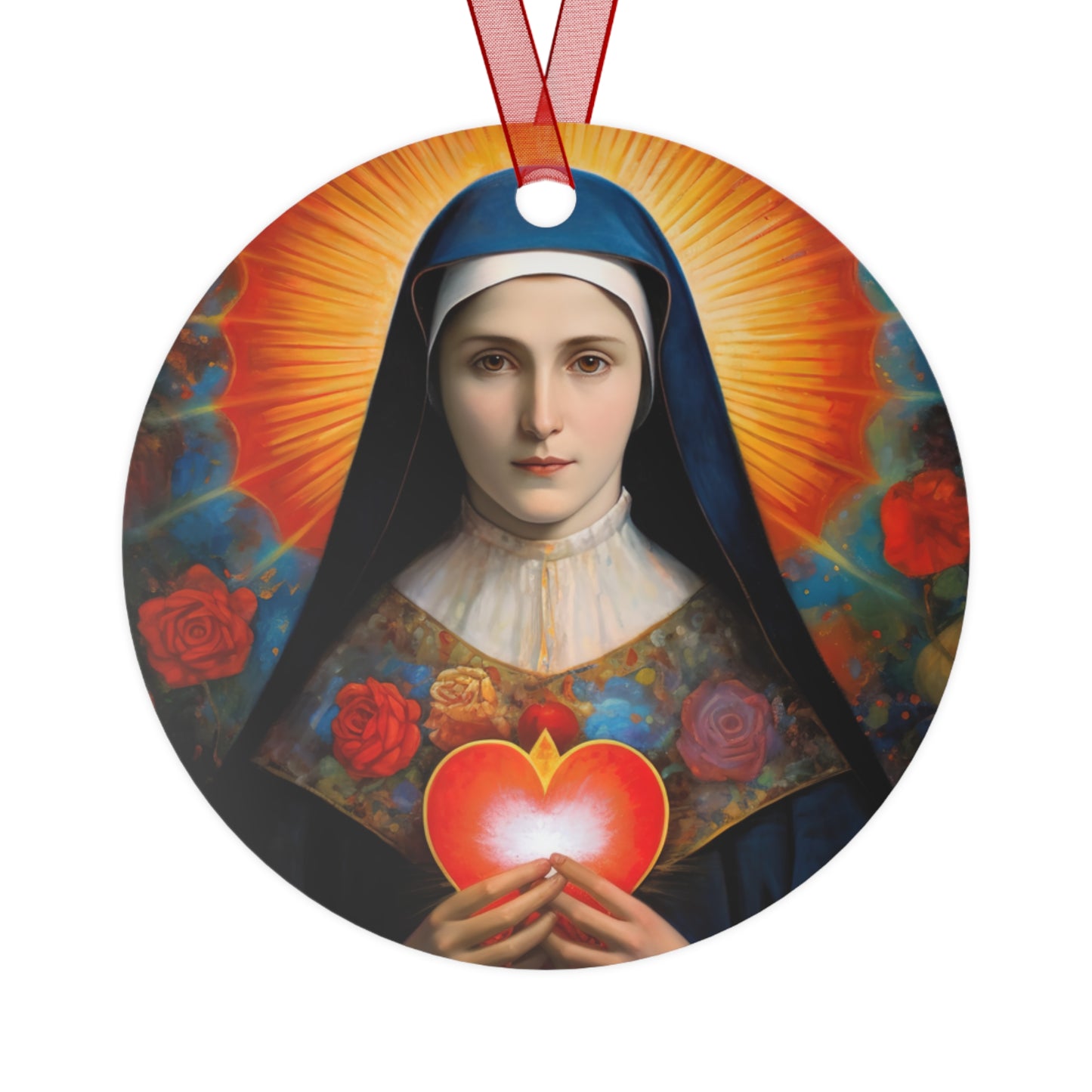 Saint Jane Frances de Chantal Metal Ornament - Religious Holiday Christmas Ornament and Keepsake - Double sided - Prayer Ornament