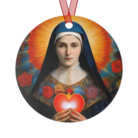 Saint Jane Frances de Chantal Metal Ornament - Religious Holiday Christmas Ornament and Keepsake - Double sided - Prayer Ornament