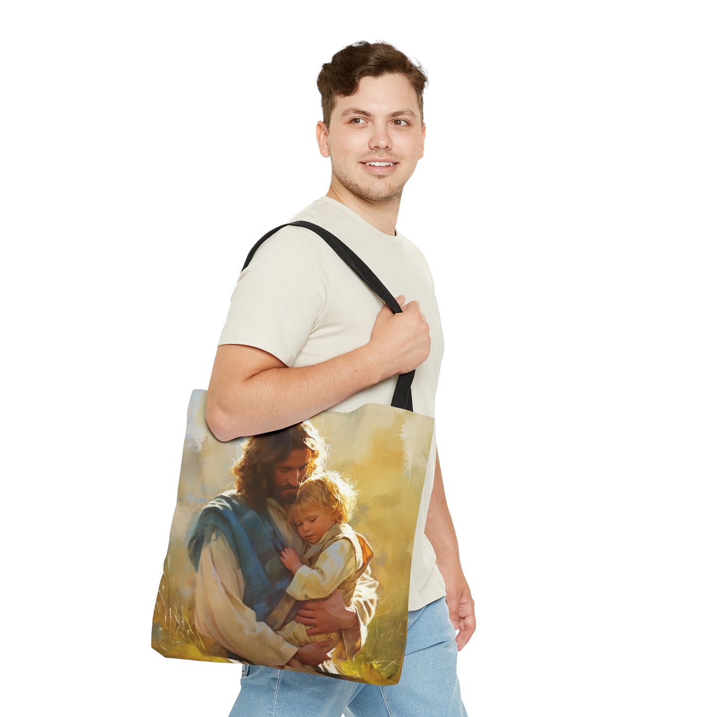 Jesus, Guardian of Innocence Tote Bag - Large Medium Small Faith Art Bag - Catholic Faith Purse - Religious Carry All