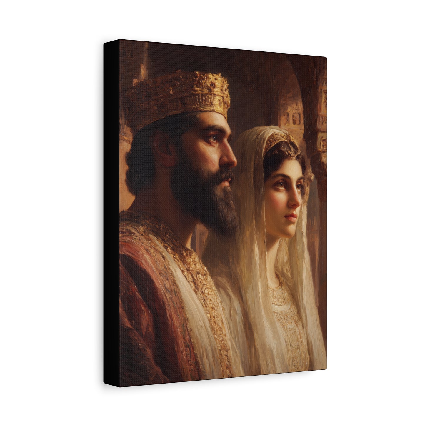King Xerxes and Queen Esther  - Gallery Wrapped Canvas - Print - Religious Art for your Home - Catholic Art Print