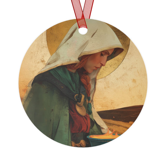 Saint Brigid of Ireland / Kildare Metal Ornament - Religious Holiday Christmas Keepsake - Religious Catholic Tree Ornament - Christmas Gift