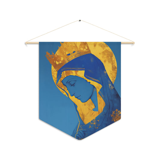 Mother Mary - Light of All Faithful Pennant / Banner / Wall Hanging - Prayer room art - 18" x 21" - Catholic Gift