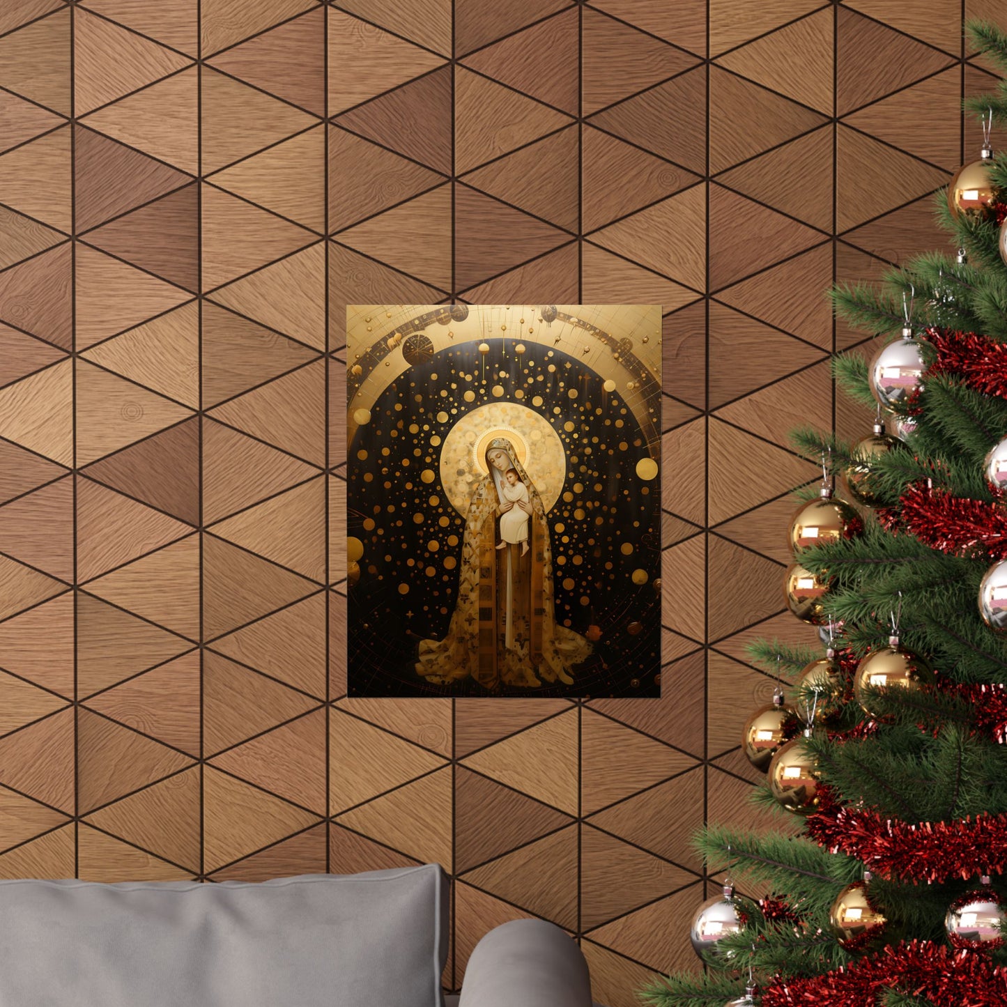 The Golden Mary - Mary The Blessed Virgin - Sanctified Souls Print - Multiple Sizes - Premium Matte Vertical Posters