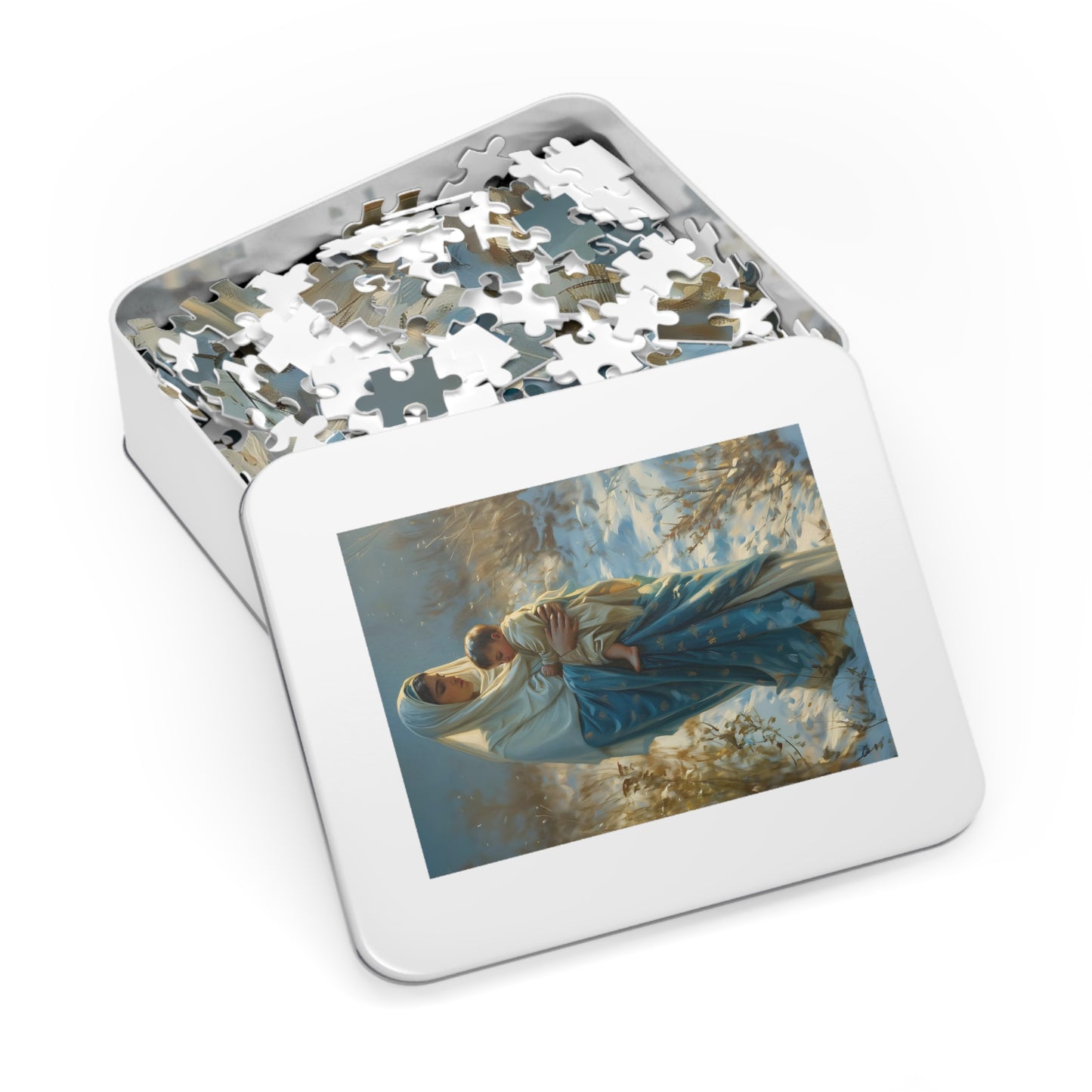 Snowfall of Grace - Our Lady's Winter Radiance - Puzzle & Keepsake Tin - Religious Puzzle (30, 110, 252, 500,1000-Piece) - Mary Art Puzzle