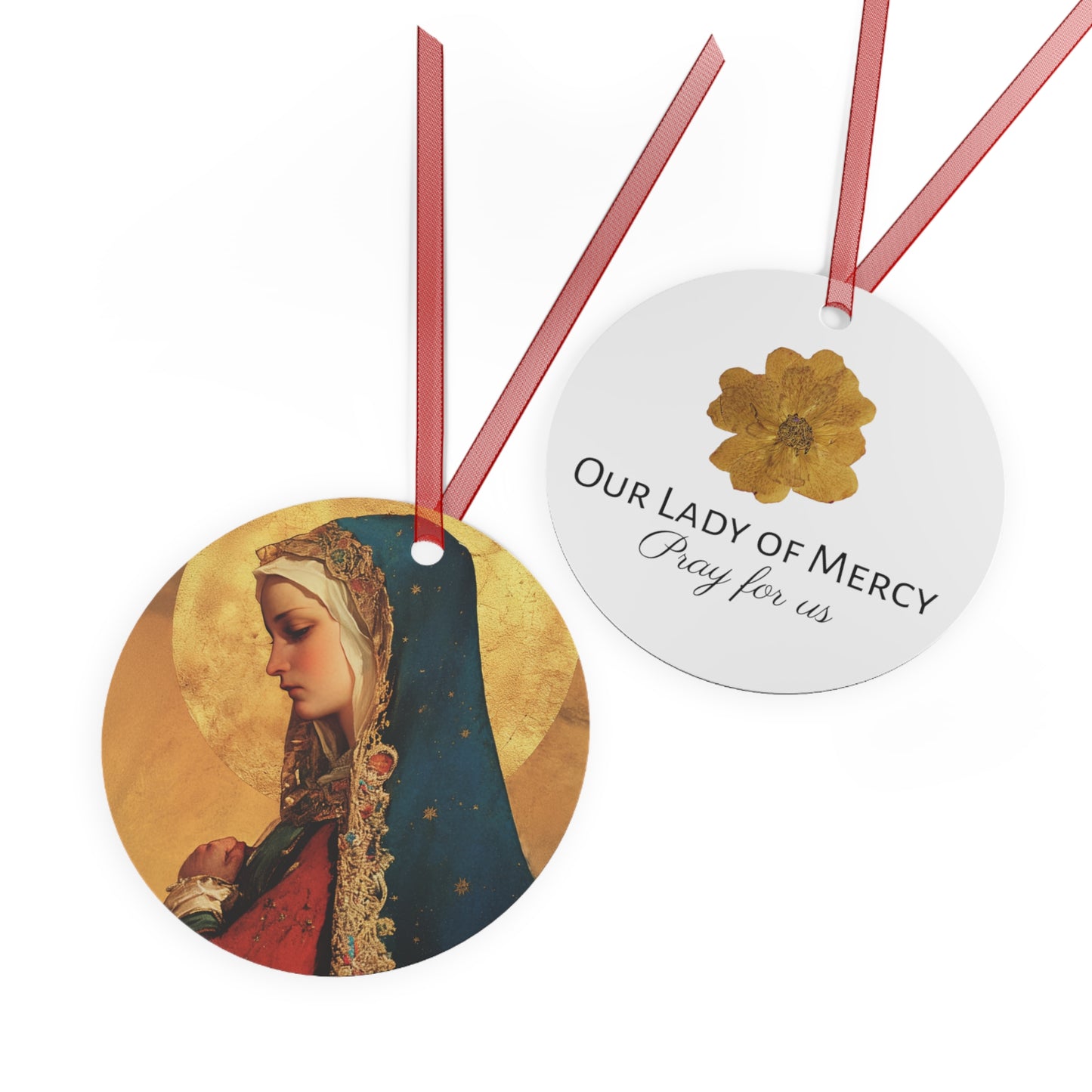 Our Lady of Mercy / Our Lady of Ransom Metal Ornament - Religious Holiday Christmas Ornament and Keepsake - Prayer Ornament - Catholic Gift