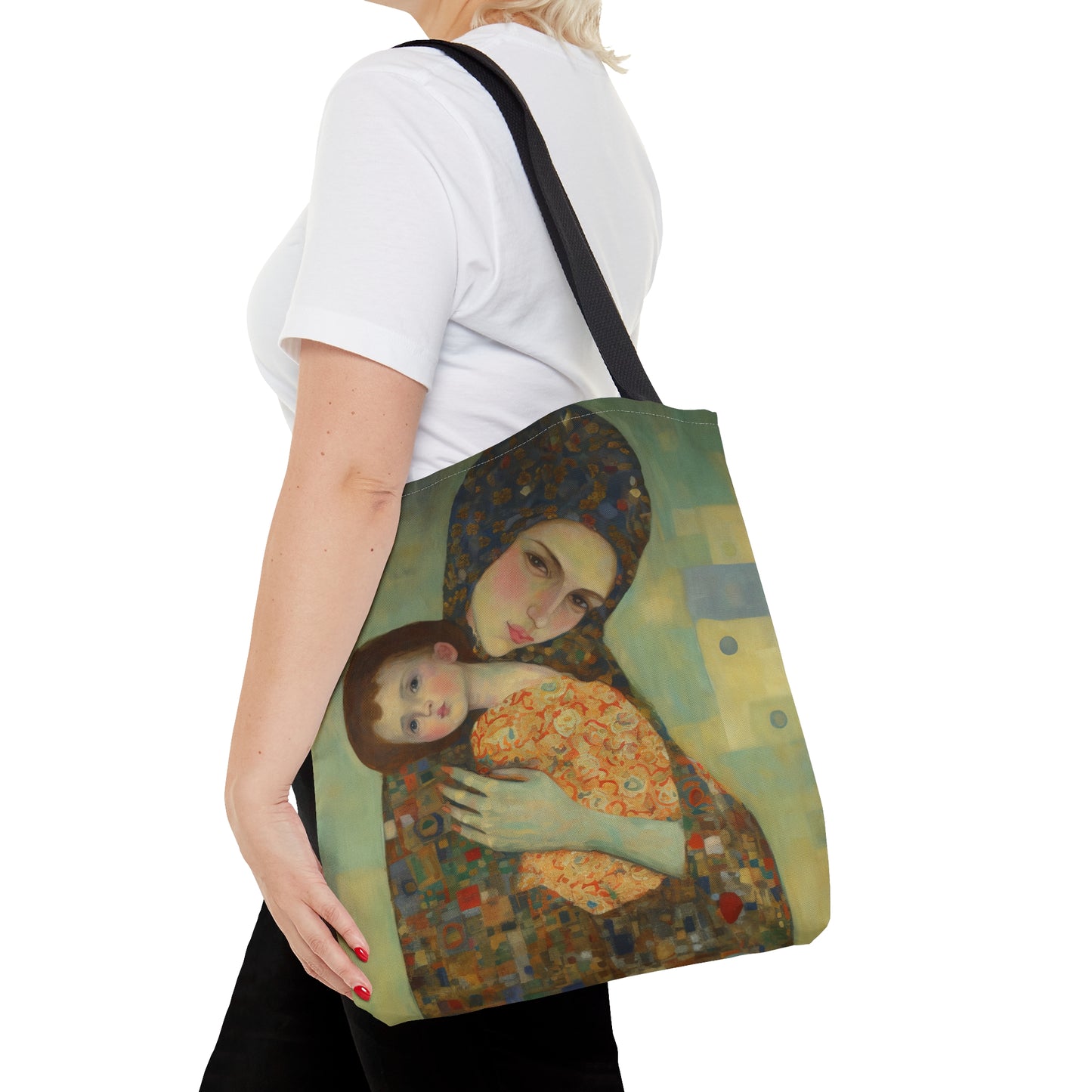 Cherished Blessing - Mary with Her Son Tote Bag - Large Medium Small Faith Art Bag - Re usable Tote Purse - Double Sided - Catholic Art Bag