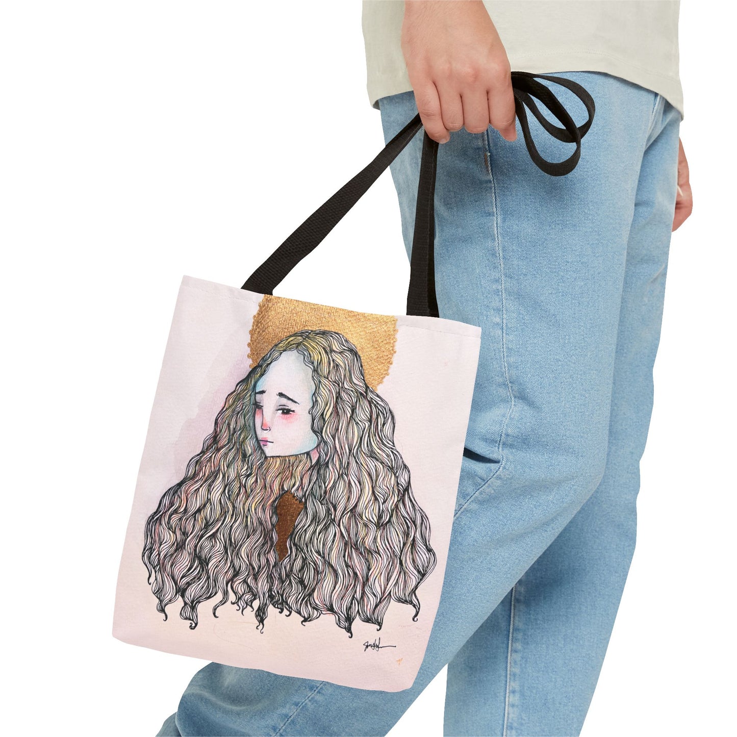 Saint Philomena Tote - Hand-Drawn Catholic Art - Prayer Bag | Christian Devotional Tote | Sanctified Solocosmo Religious Tote