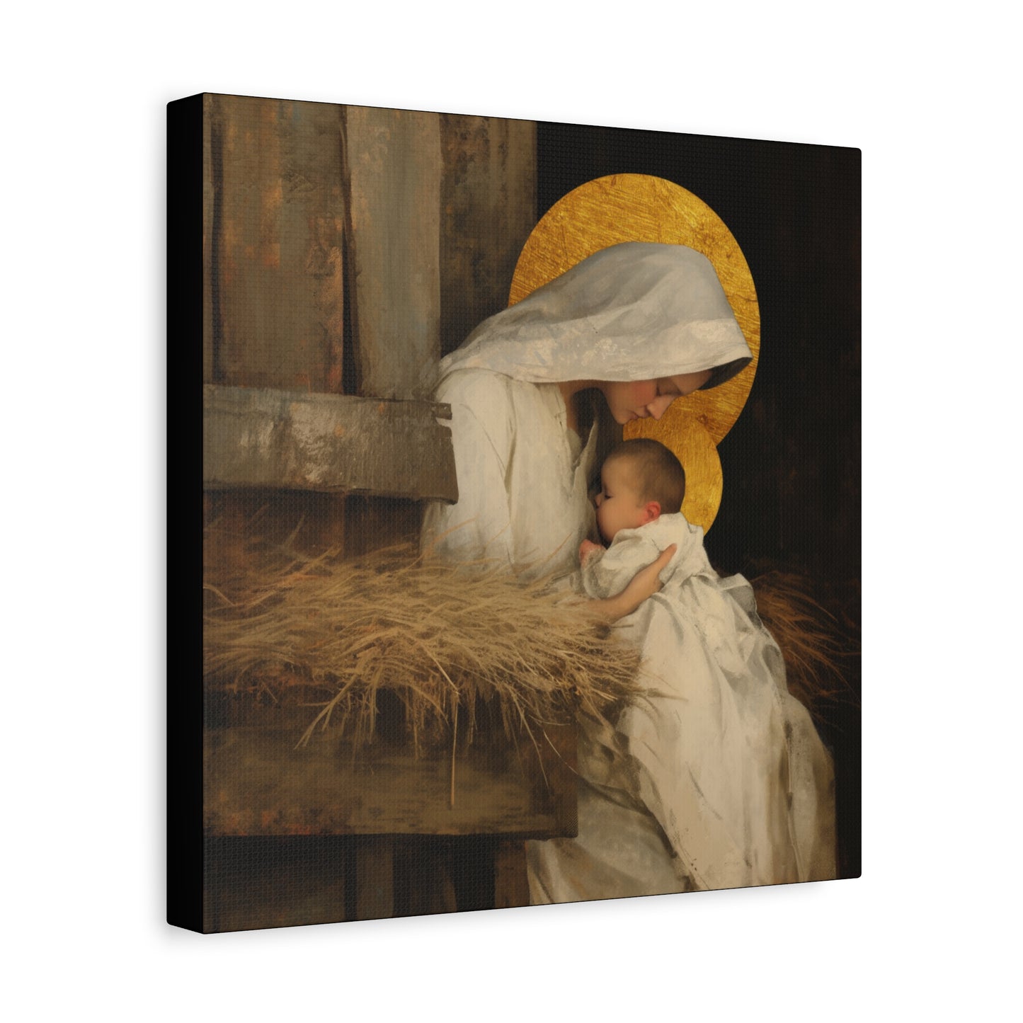 Our Lady of the Manger - Mother Mary and the Christ Child - Gallery Wrapped Canvas - Print - Religious Art for your Home - Catholic