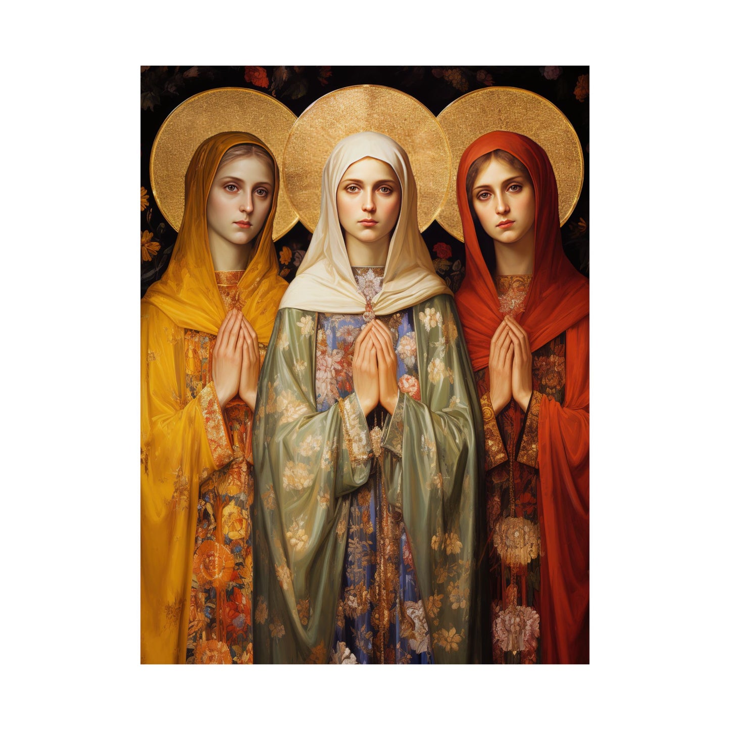 Saints Metrodora, Nymphodora and Menodora - Sanctified Souls Print - Multiple Sizes - Premium Matte Vertical Posters