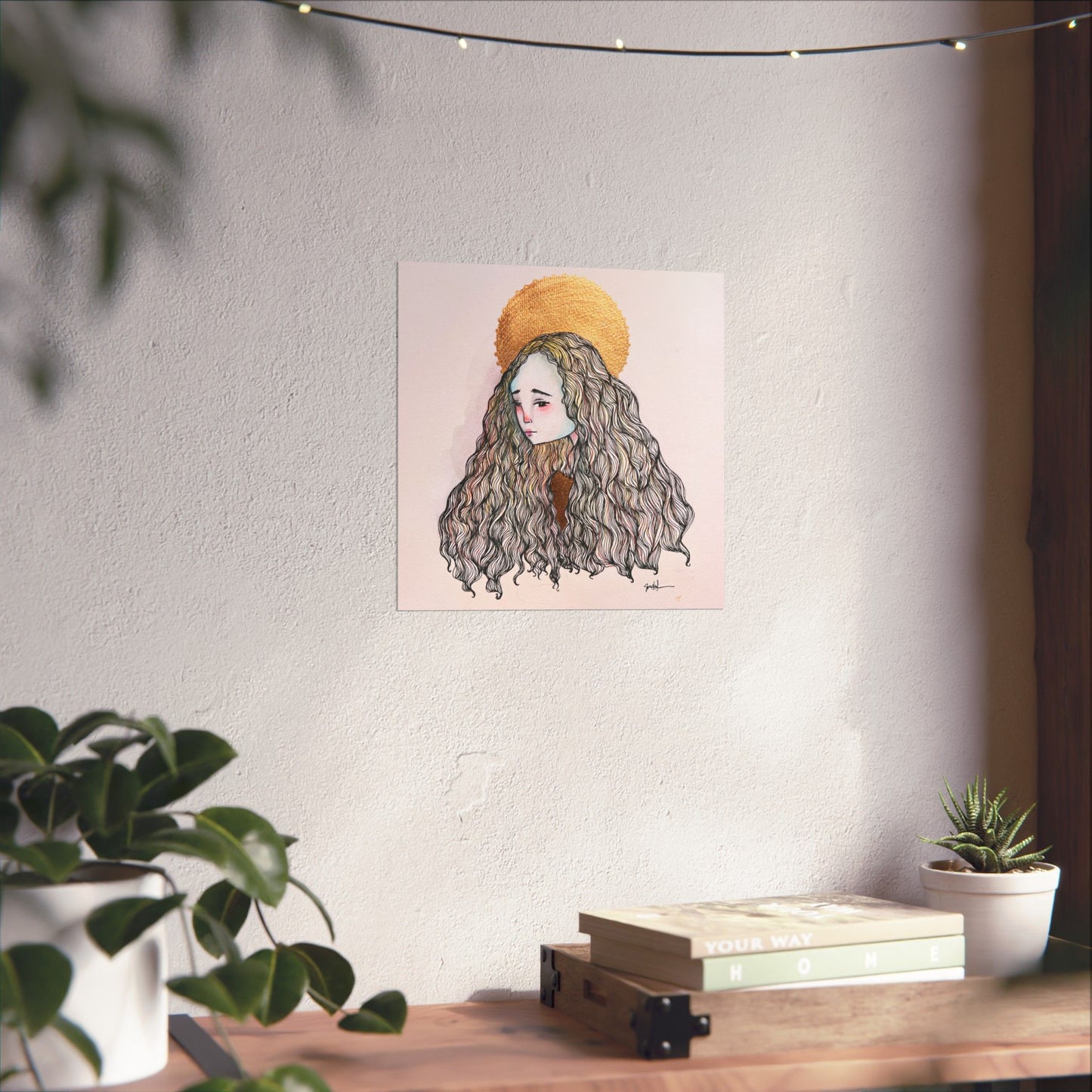 Saint Philomena Poster Print - Hand-Drawn Catholic Art Print | Christian Devotional Wall Art | Sanctified Solocosmo Religious Poster