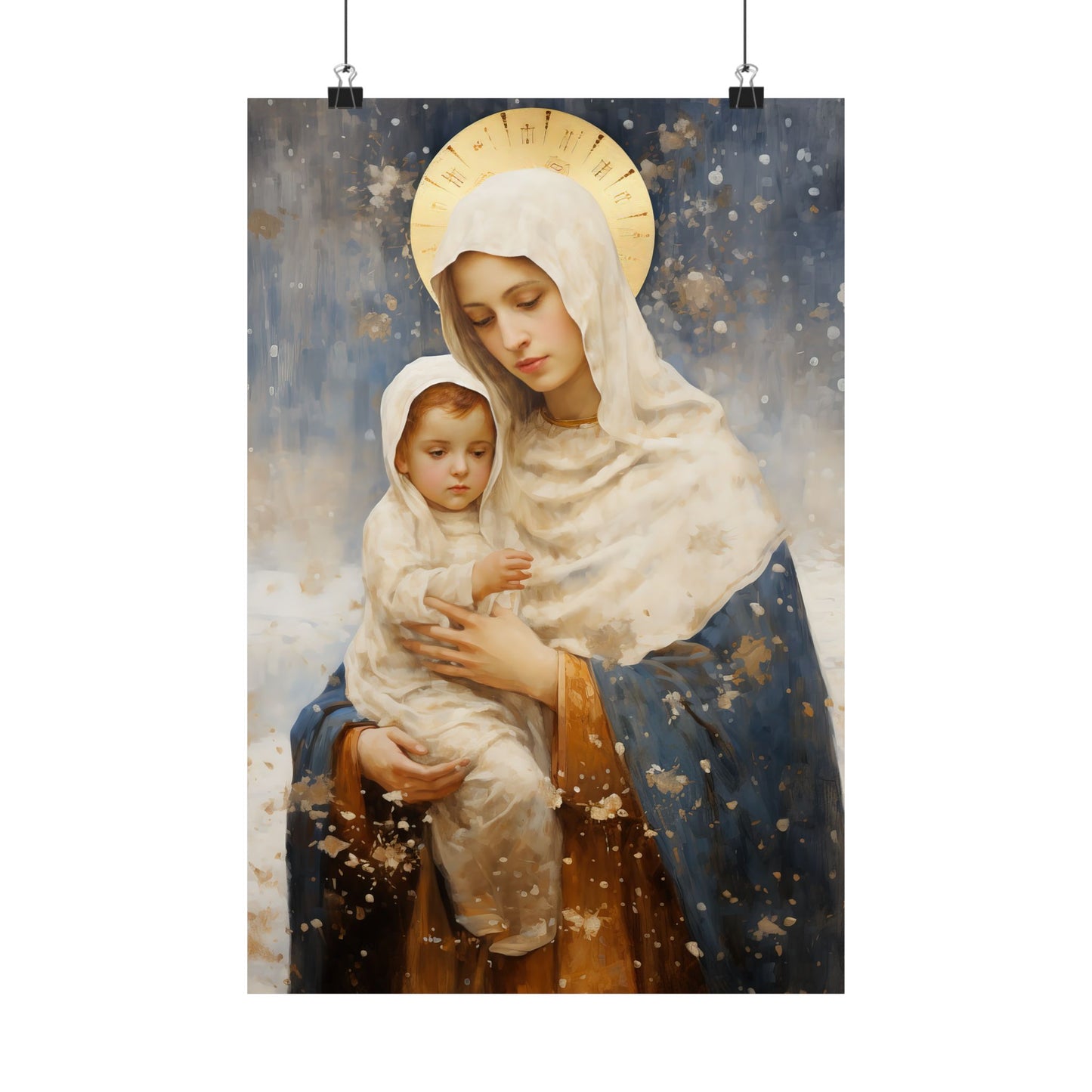 Winter's Grace : Our Lady of the Snows Print - Sanctified Souls Print - Multiple Sizes - Premium Matte Vertical Posters