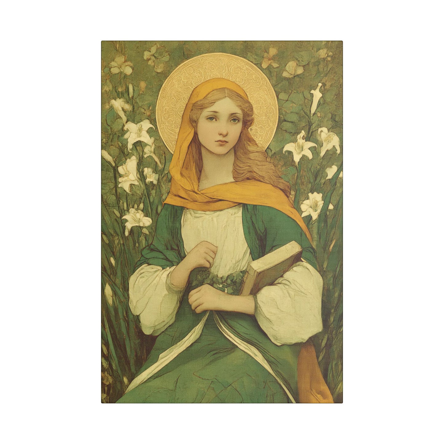Saint Dymphna - Museum Wrapped Canvas - Sanctified Souls Print - Religious Art for your Home