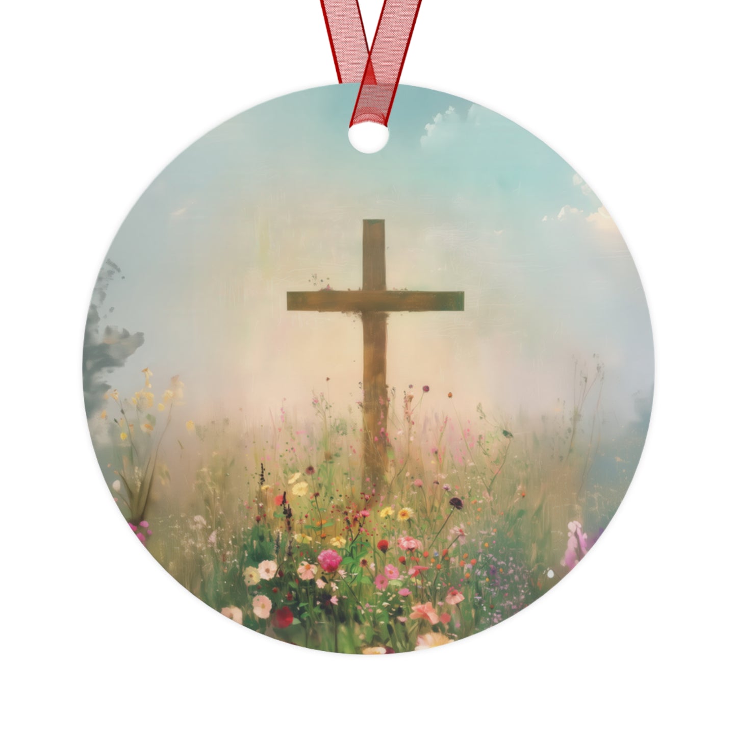 The Cross That Called the Earth to Life Metal Ornament - Religious Holiday Christmas Ornament and Keepsake - Double sided