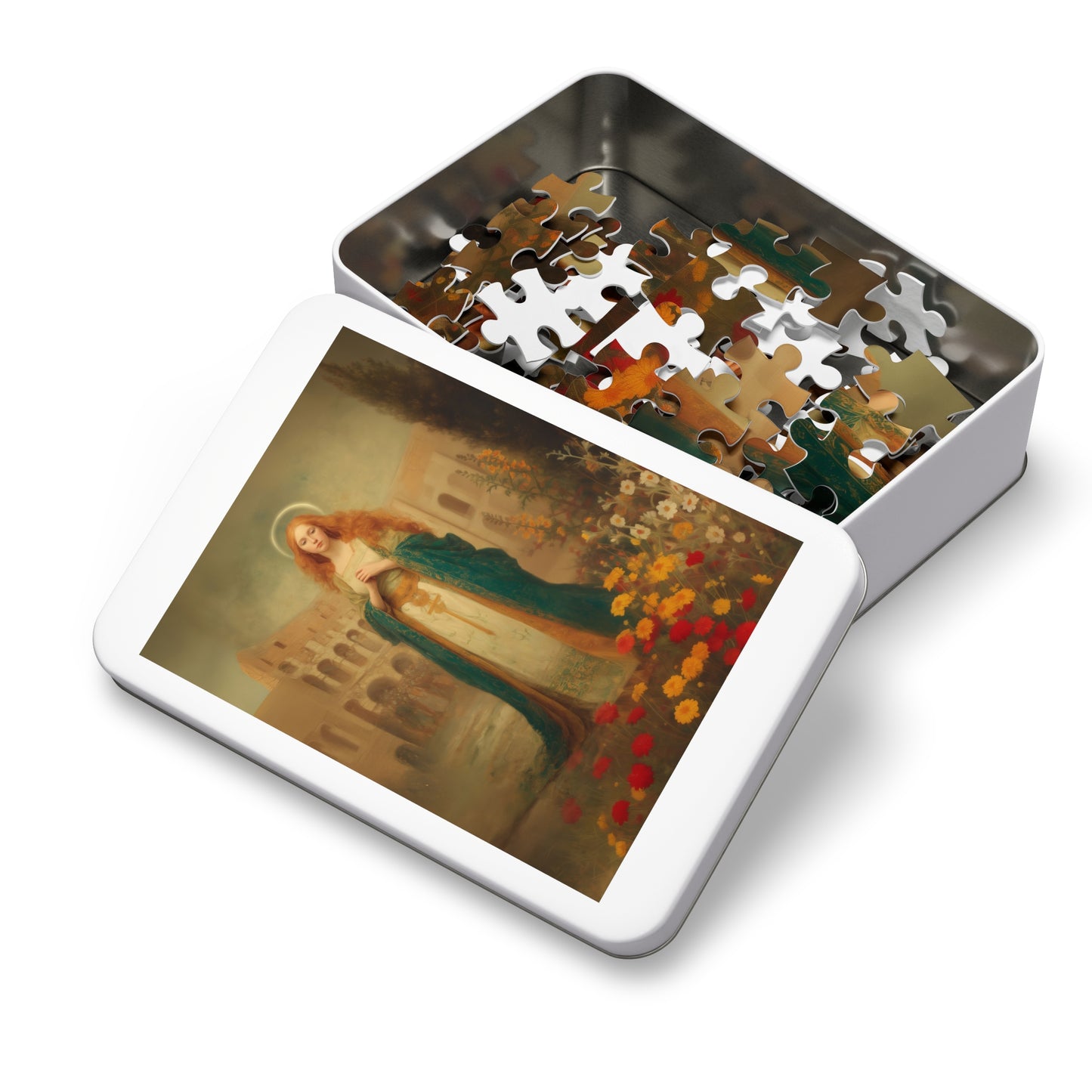 Saint Justina - Puzzle and Tin - Religious Jigsaw Puzzle (30, 110, 252, 500,1000) - Gift Catholic Families - Religious Art Puzzle