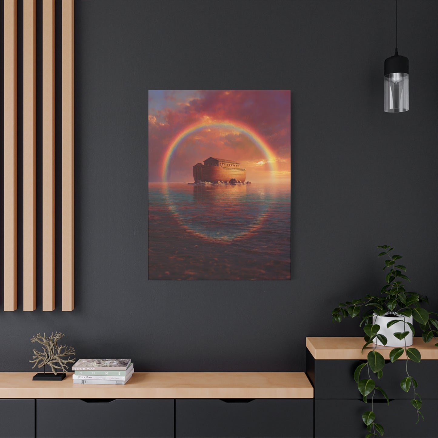 Sheltered Beneath the Covenant Sky - Noah's Ark - Gallery Wrapped Canvas - Print - Religious Art for your Home - Catholic
