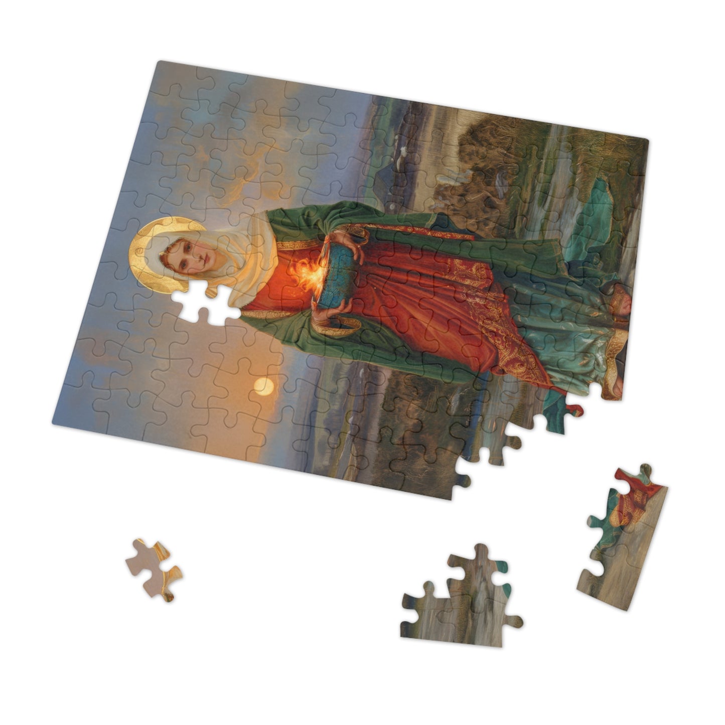 Saint Brigid of Ireland / Kildare - Puzzle and Keepsake Tin - Religious (30, 110, 252, 500,1000) - Religious Puzzle - Gifts for Catholics