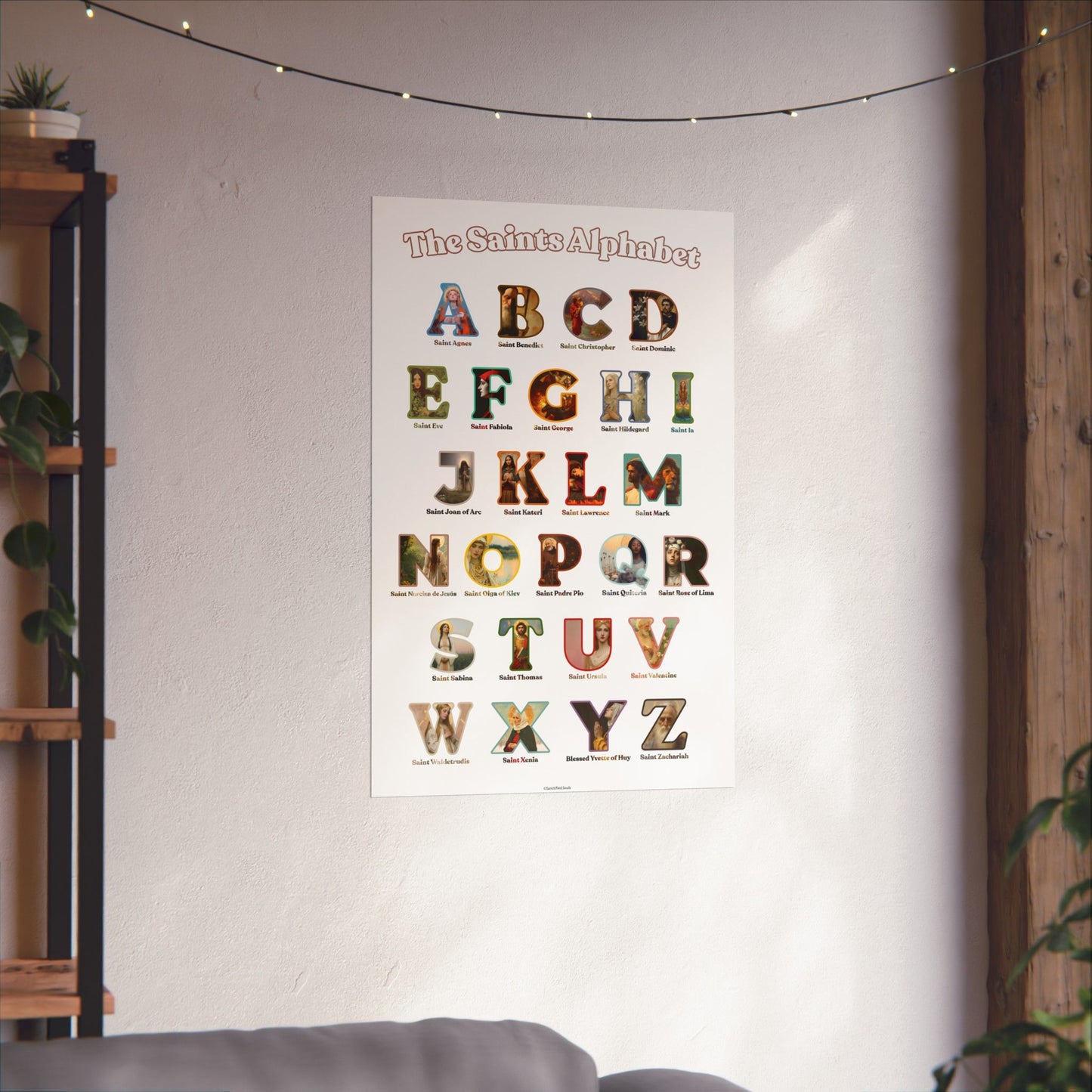 Catholic Saints ABC Print - Alphabet Poster - A to Z Saints Wall Art - Catholic Saints Chart- Classroom / Homeschool - Saints of the Church