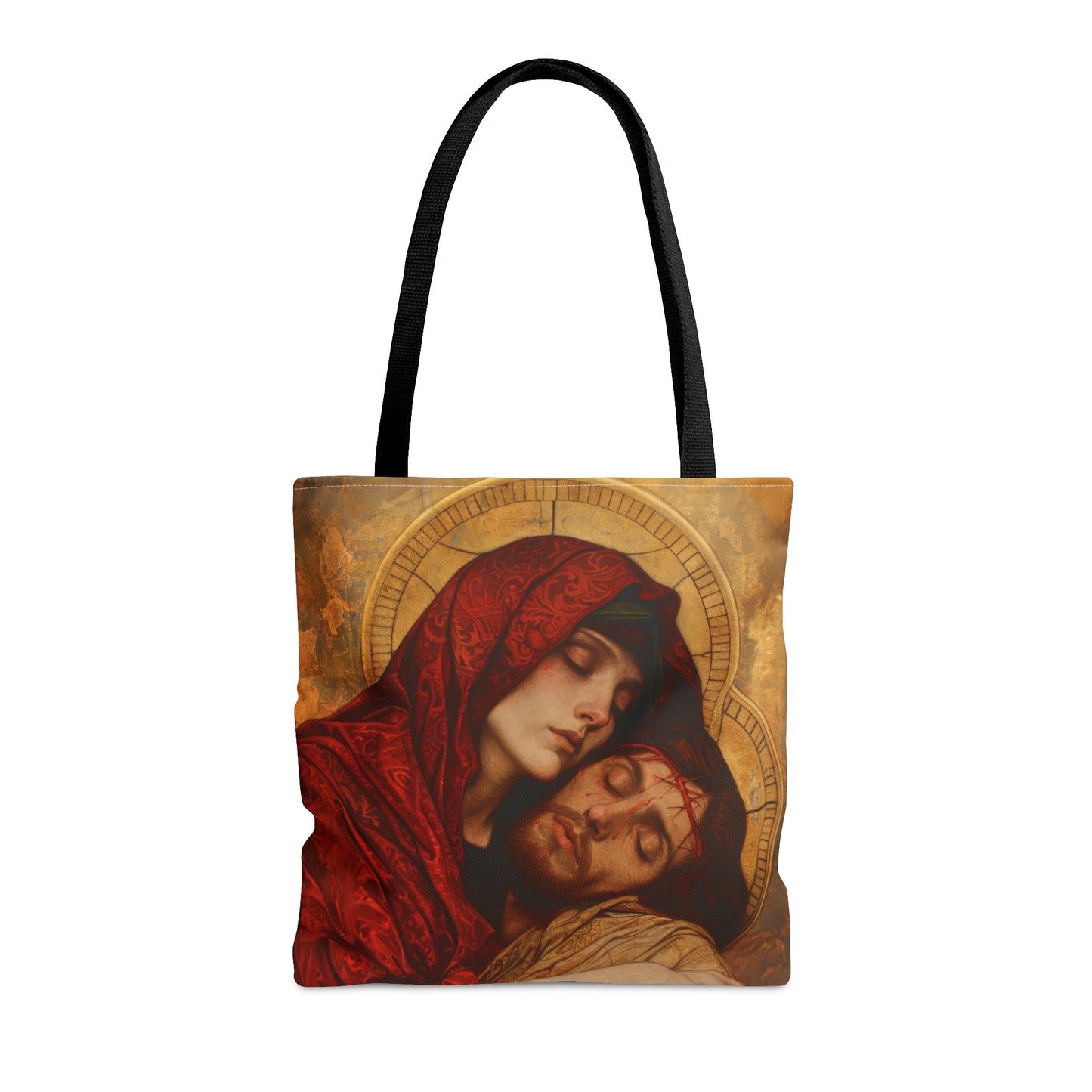 Eternal Sorrow - Mary's Mourning Beneath the Cross Tote Bag - Large Medium Small Faith Art Bag - Catholic Faith Purse - Religious