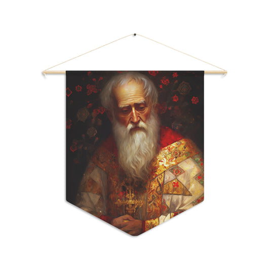 Saint Nicholas Wall Banner / Wall Hanging - Prayer room art - Catholic Home Art - Large Saint Art for your home - 18" x 21"