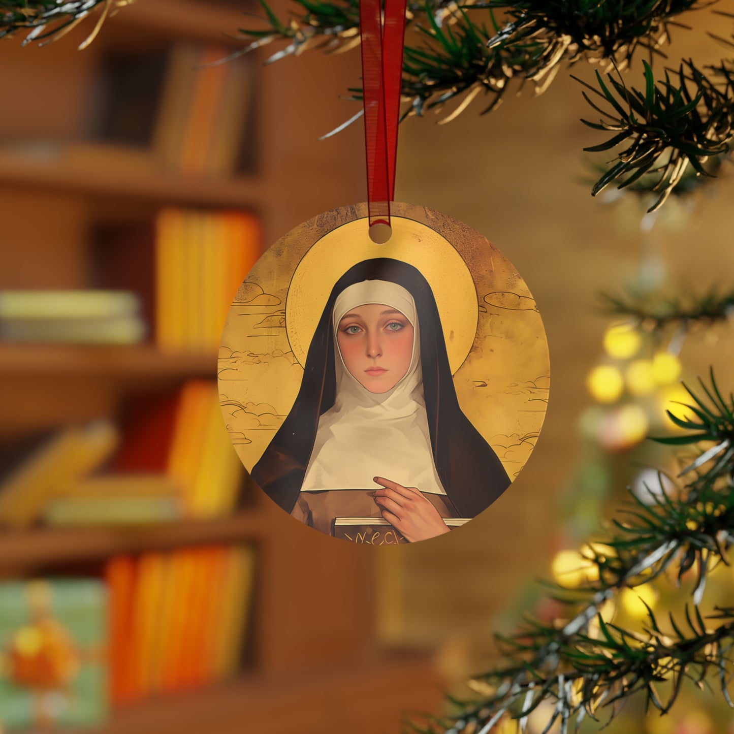 Saint Catherine of Bologna Metal Ornament - Religious Holiday Christmas Ornament and Keepsake - Catholic Religious Keepsake