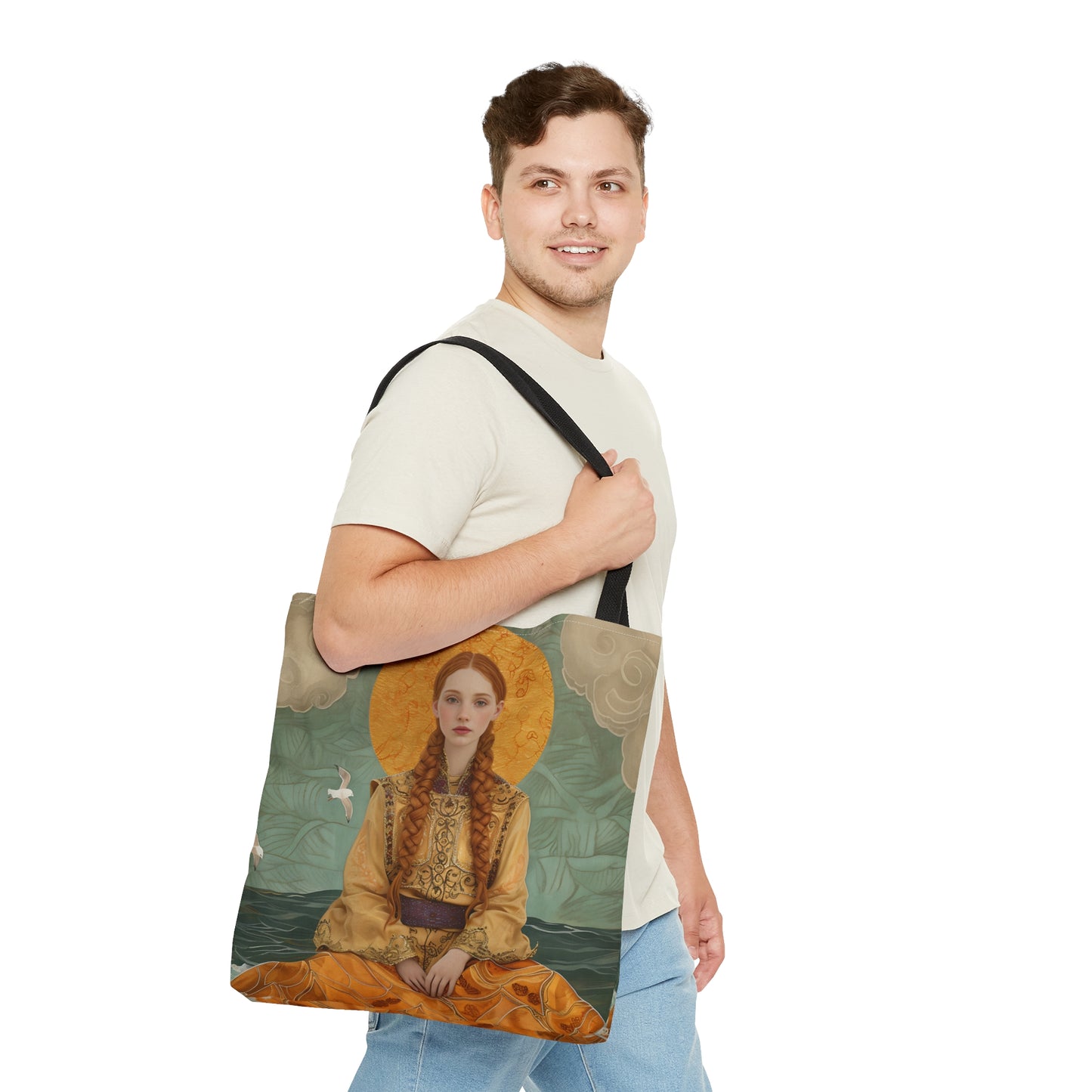 Saint Ia of Cornwall Tote Bag - Three sizes - Large Medium Small Faith Art Bag - Catholic purse - Double Sided - Patron Saint Art