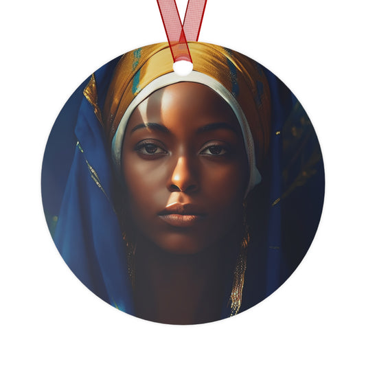 Mary the Blessed Virgin in Art Metal Ornament - Religious Holiday Christmas Ornament and Keepsake - Double sided - Virgin Mary