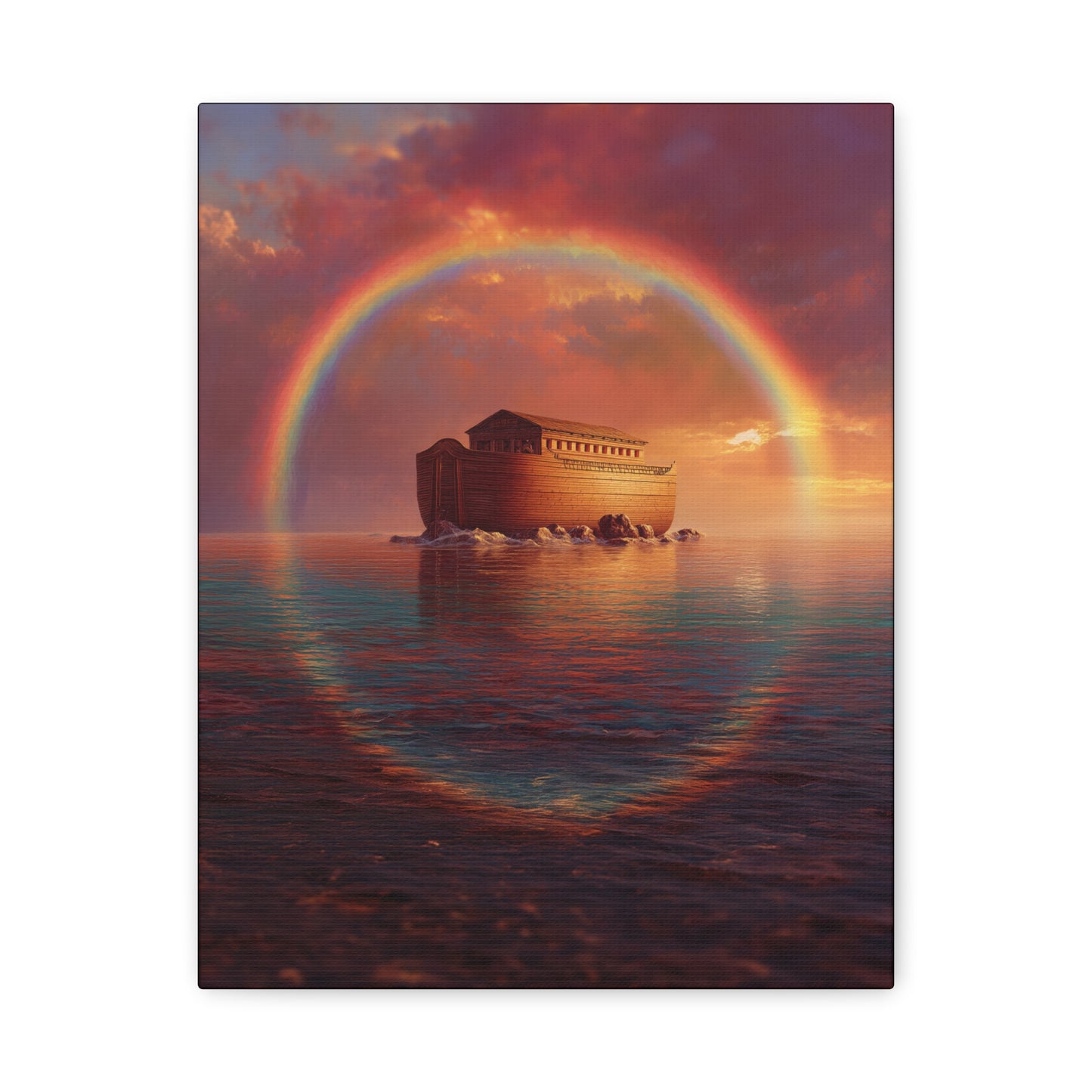 Sheltered Beneath the Covenant Sky - Noah's Ark - Gallery Wrapped Canvas - Print - Religious Art for your Home - Catholic