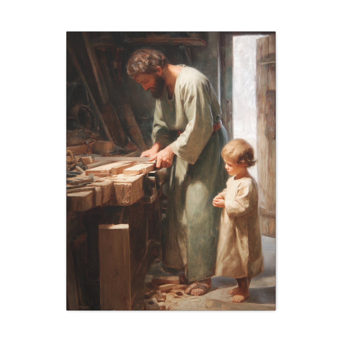 Saint Joseph the Worker - Museum Wrapped Canvas - Sanctified Souls Print - Religious Art for your Home