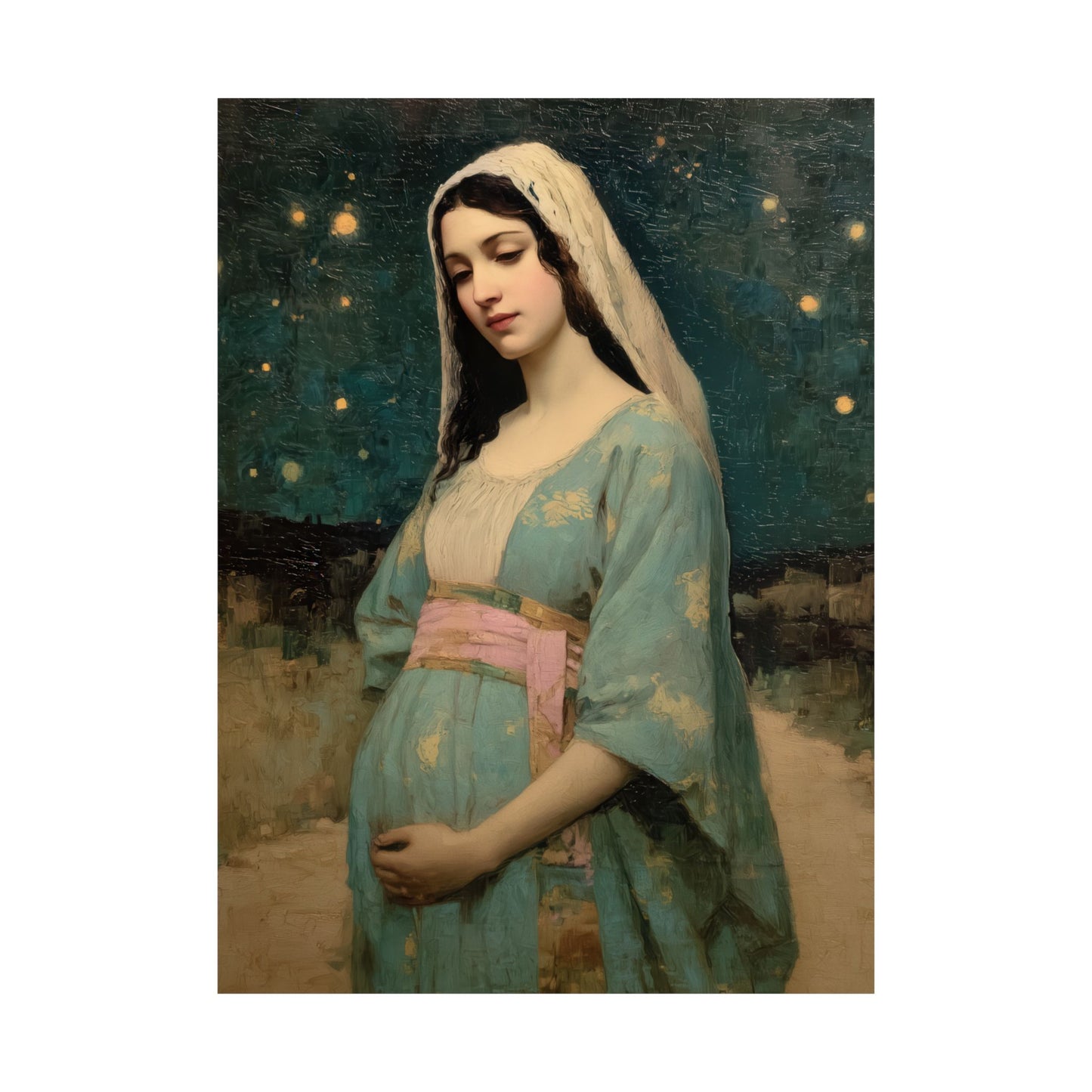 Our Lady of 'O' - Our Lady of Expectation - Mother Mary - Marian Art - Sanctified Souls Print - Multiple Sizes - Premium Vertical Posters