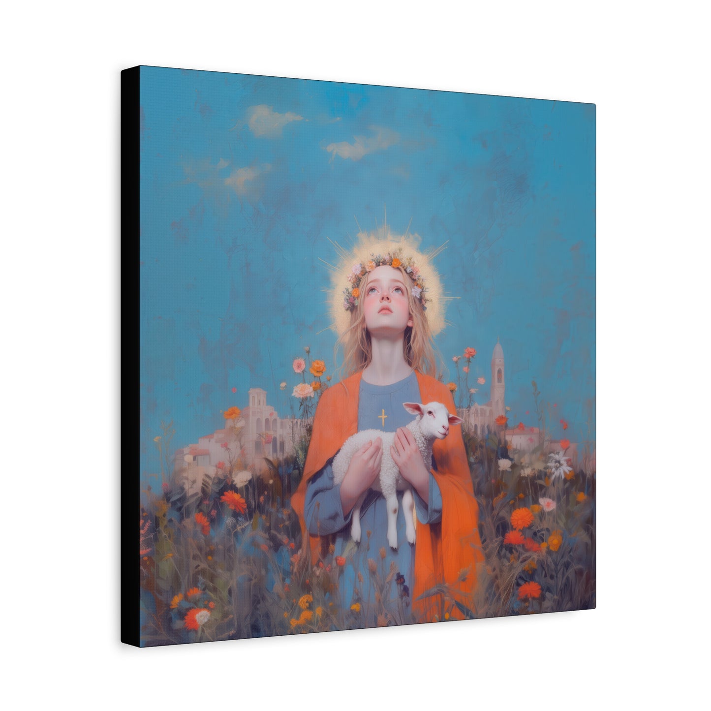 Saint Agnes of Rome -  Museum Wrapped Canvas - Sanctified Souls Print - Religious Art for your Home - Catholic Patron Saint Art