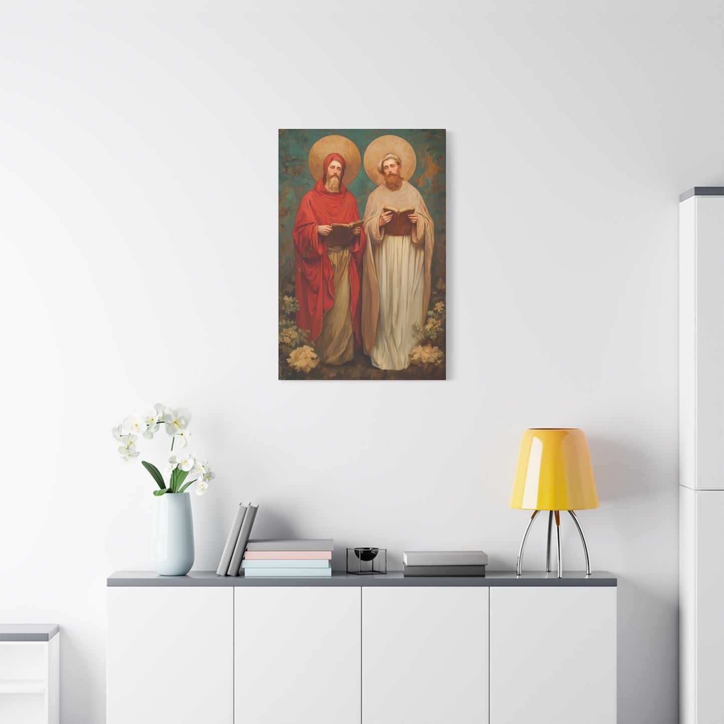 Saints Cosmas and Damian - Multiple Sizes - Catholic Home art - Museum Wrapped Canvas - Sanctified Souls Print - Catholic Martyr Art