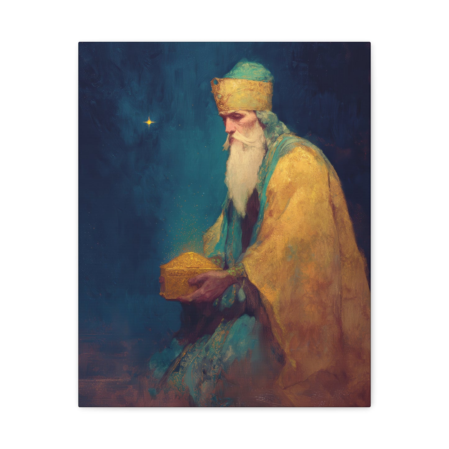 Caspar and the Offering of Worship - 3 Wise Men - Gallery Wrapped Canvas - Print - Religious Art for your Home - Catholic