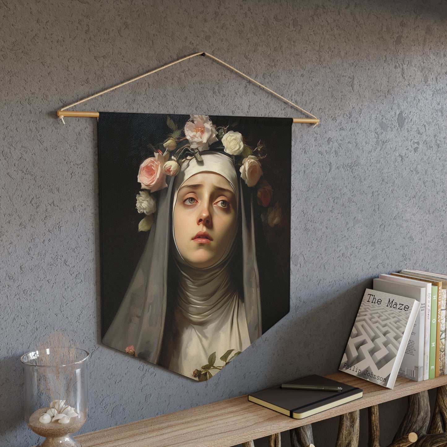Saint Rose of Lima Wall Banner / Wall Hanging / Pennant - Prayer room art - Catholic Home -  18" x 21"