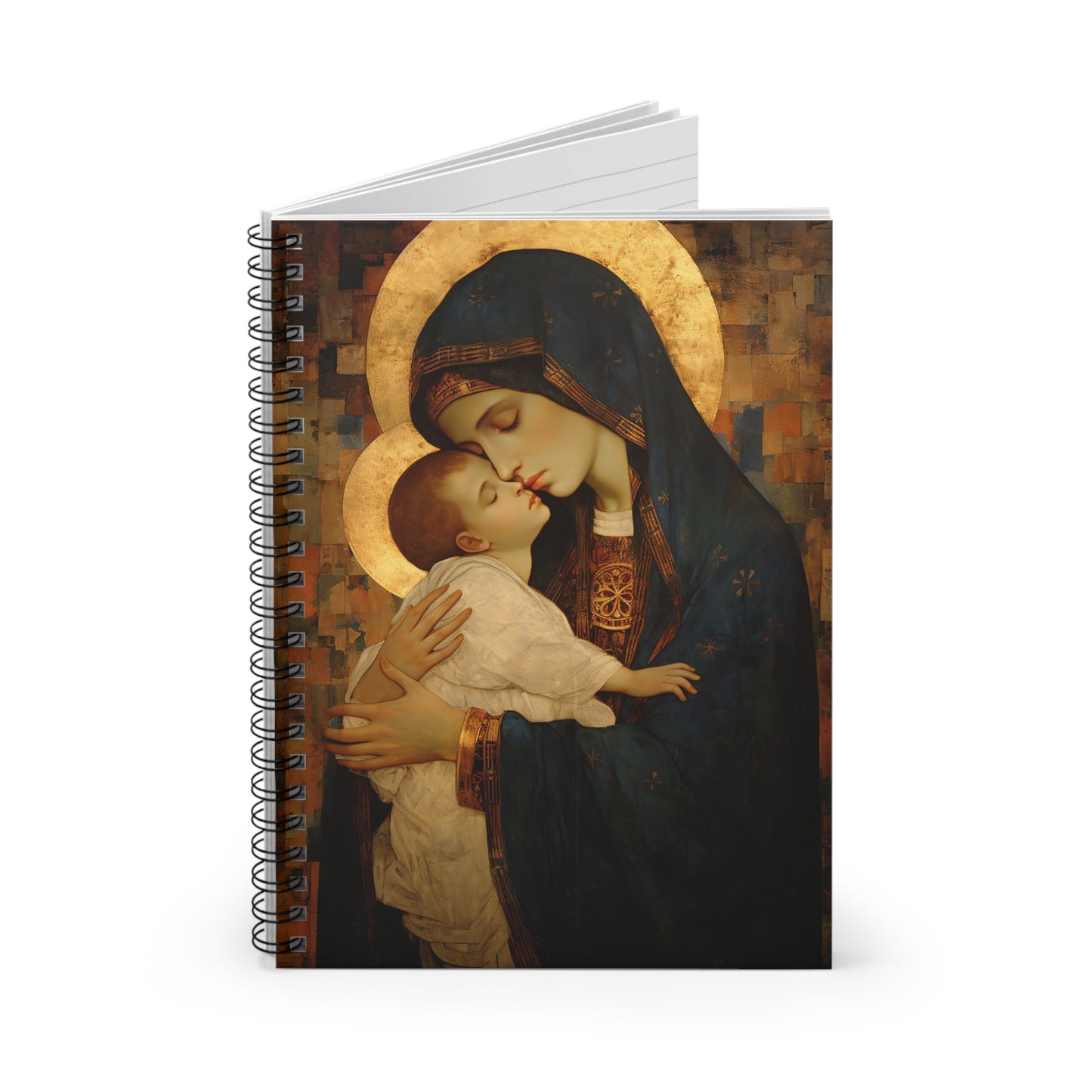Mother of Mercy Journal - Sanctified Souls Art - Religious Based Notebook - Spiral Notebook - Ruled Line - Mary and The Christ Child