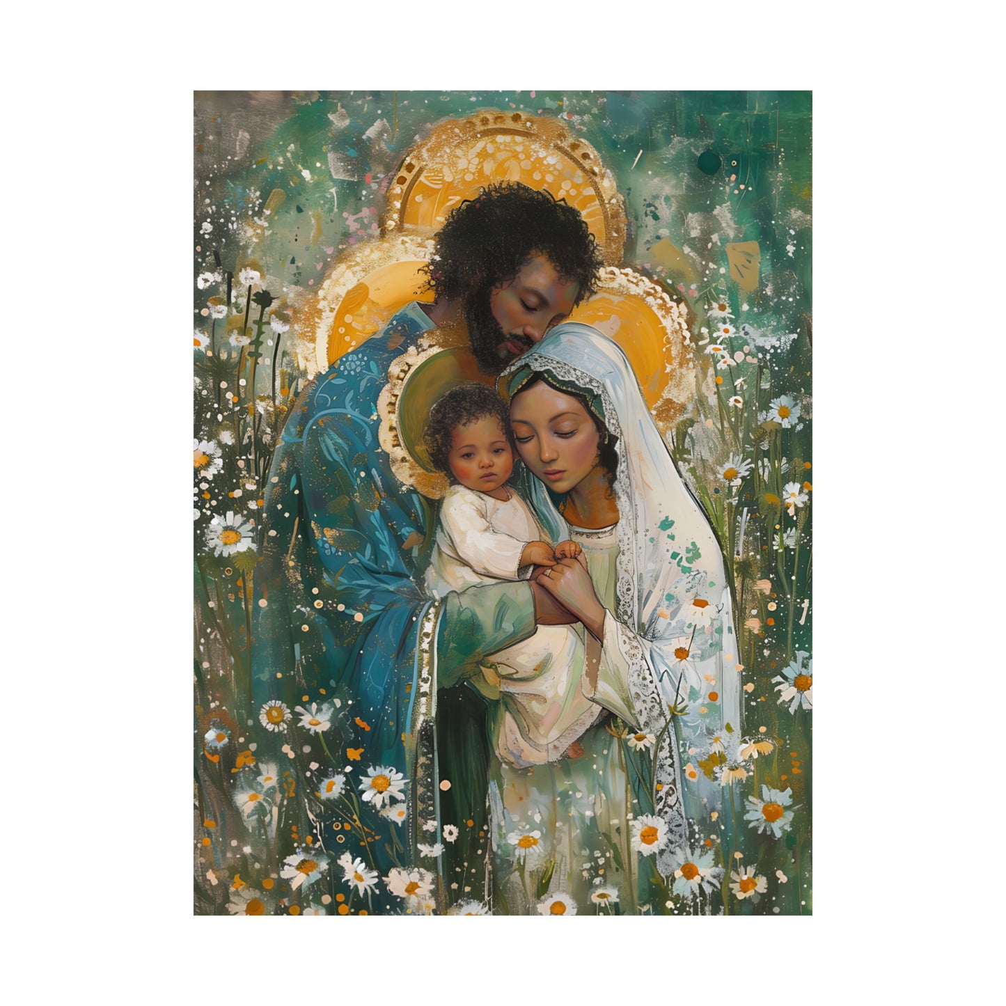 Sacred Sanctuary - Mary, Joseph, and the Infant Jesus - Sanctified Souls Print - Multiple Sizes - Premium Matte Vertical Posters